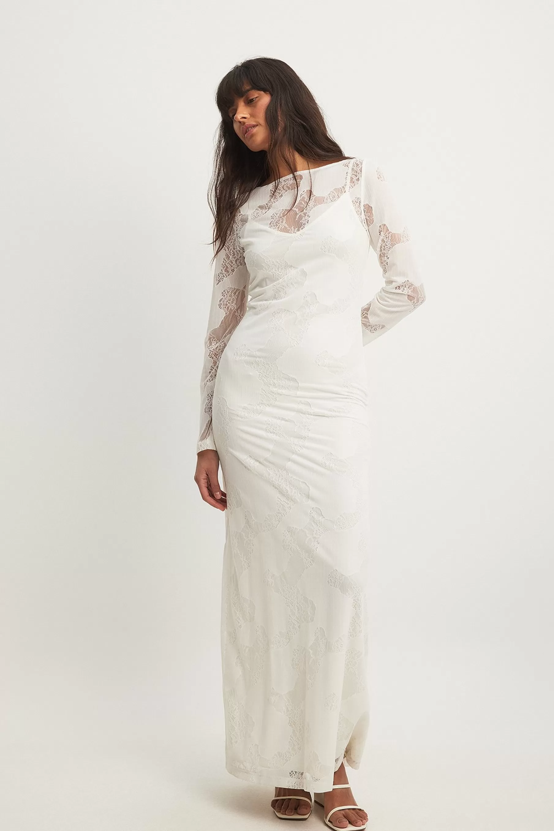 NA-KD Sheer Maxi Dress White