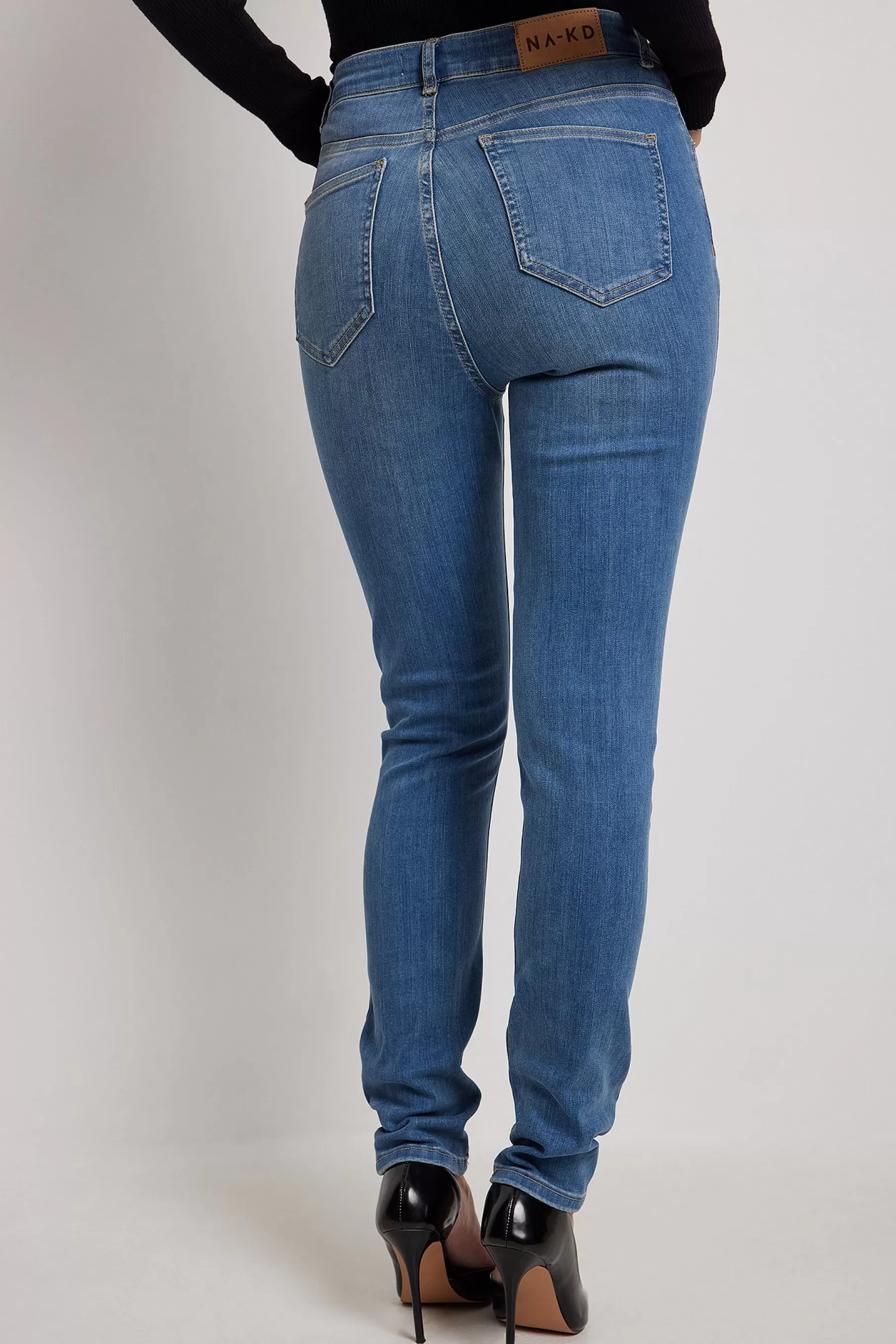 NA-KD Skinny High Waist Stretch Jeans Blue