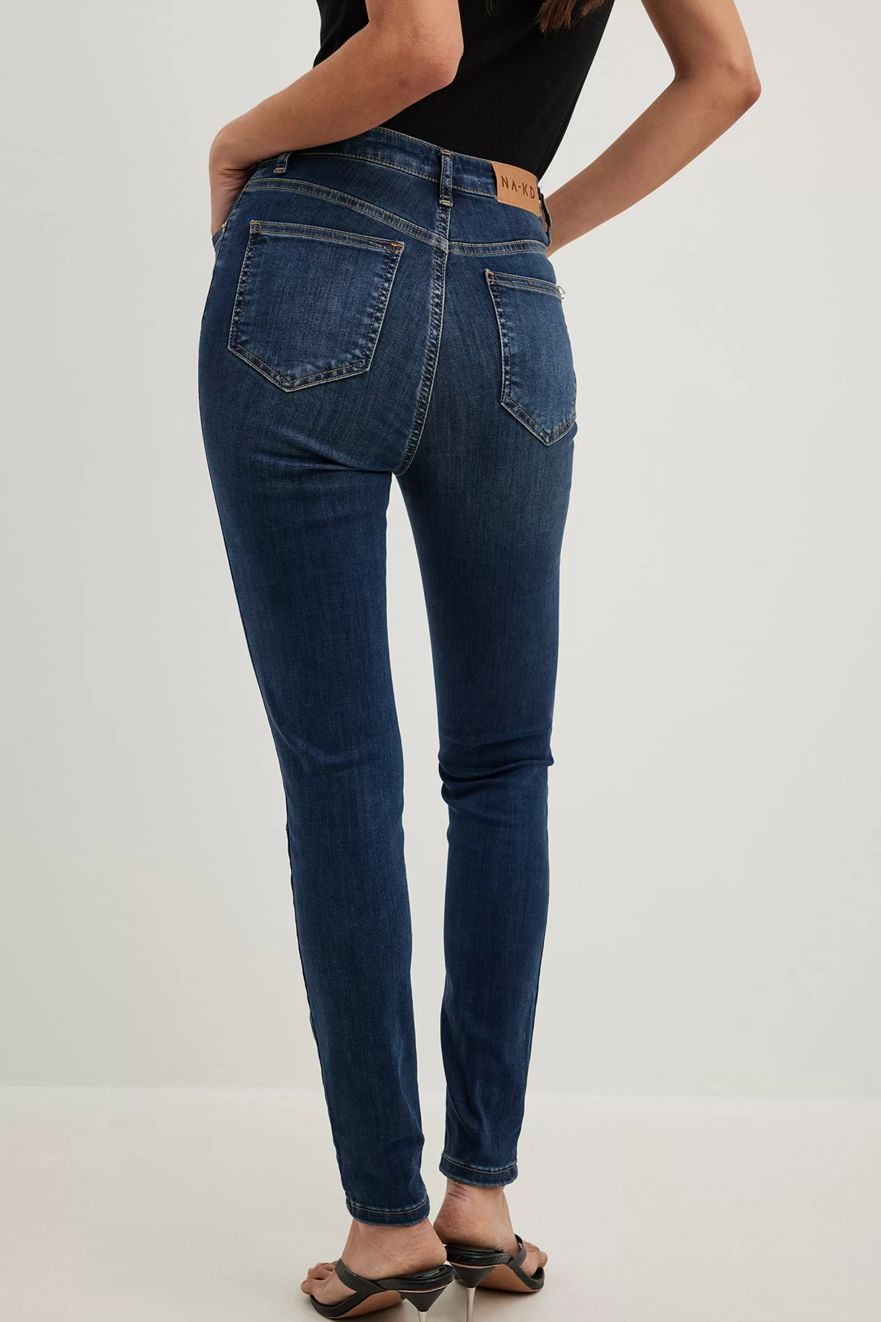 NA-KD Skinny High Waist Stretch Jeans Blue