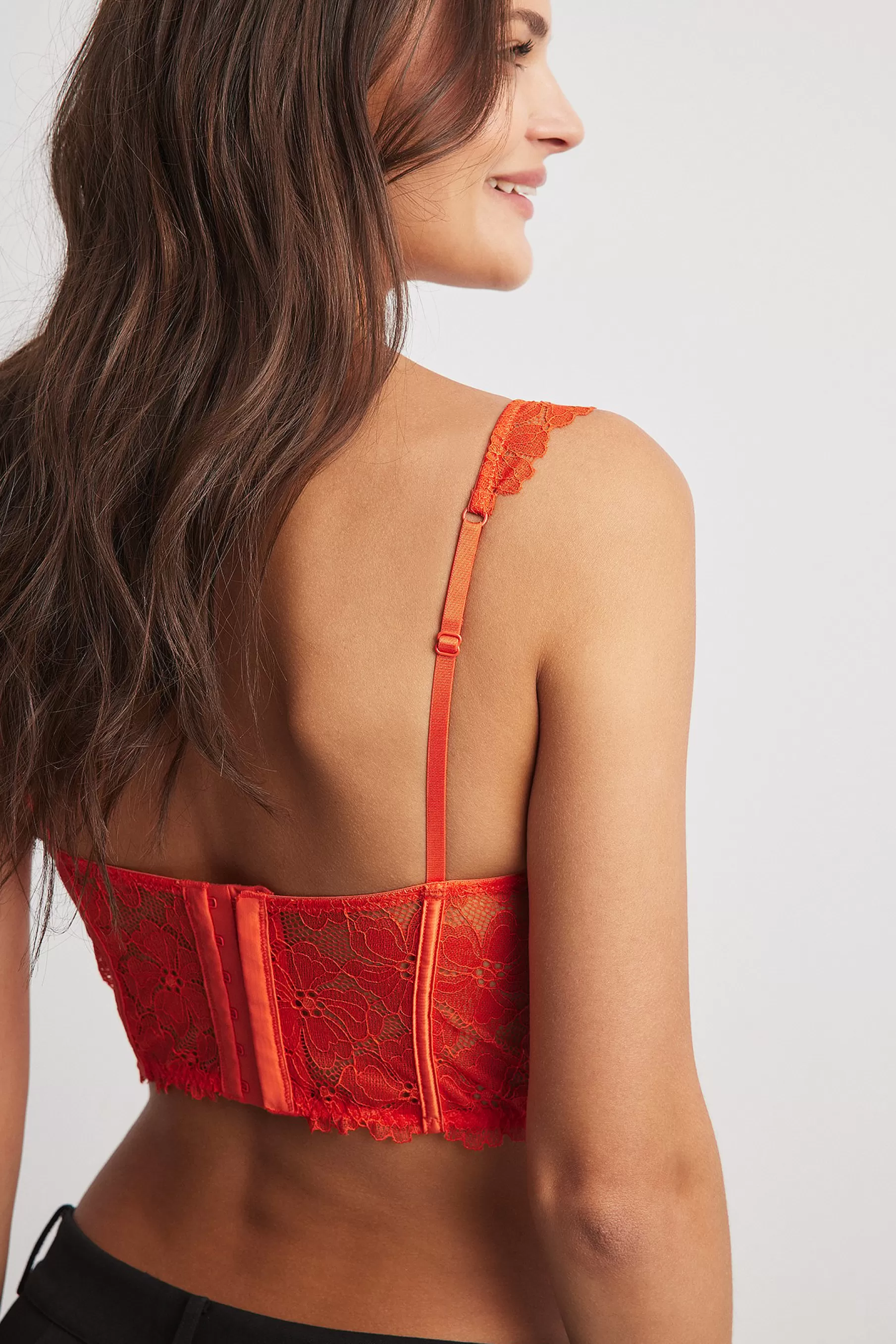 NA-KD Sleeve Lace Corset Red