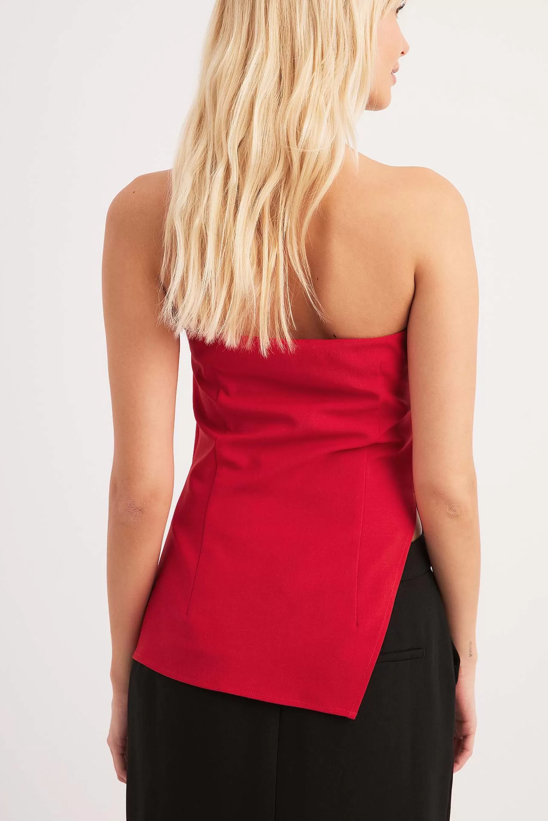 NA-KD Sleeveless Asymmetric Bandeau Top Red