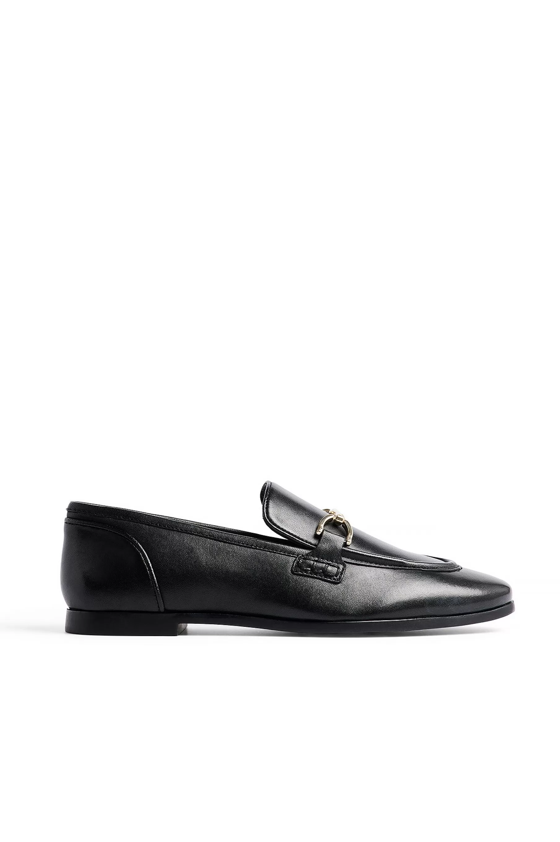 NA-KD Slim Leather Loafers Black