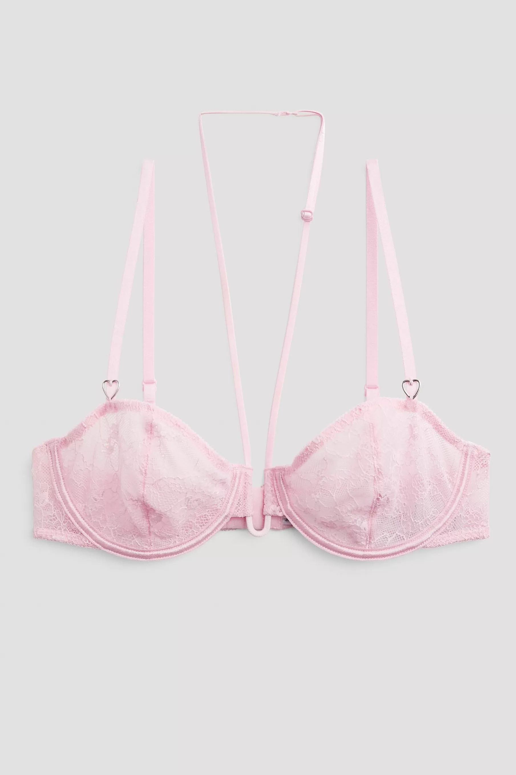 NA-KD Small Heart Detailed Wire Bra Pink