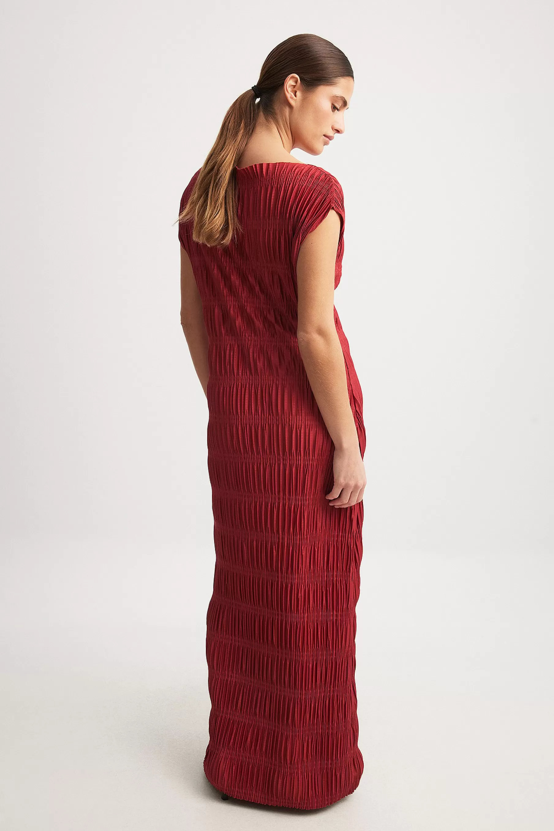 NA-KD Smock Midi Jersey Dress Red