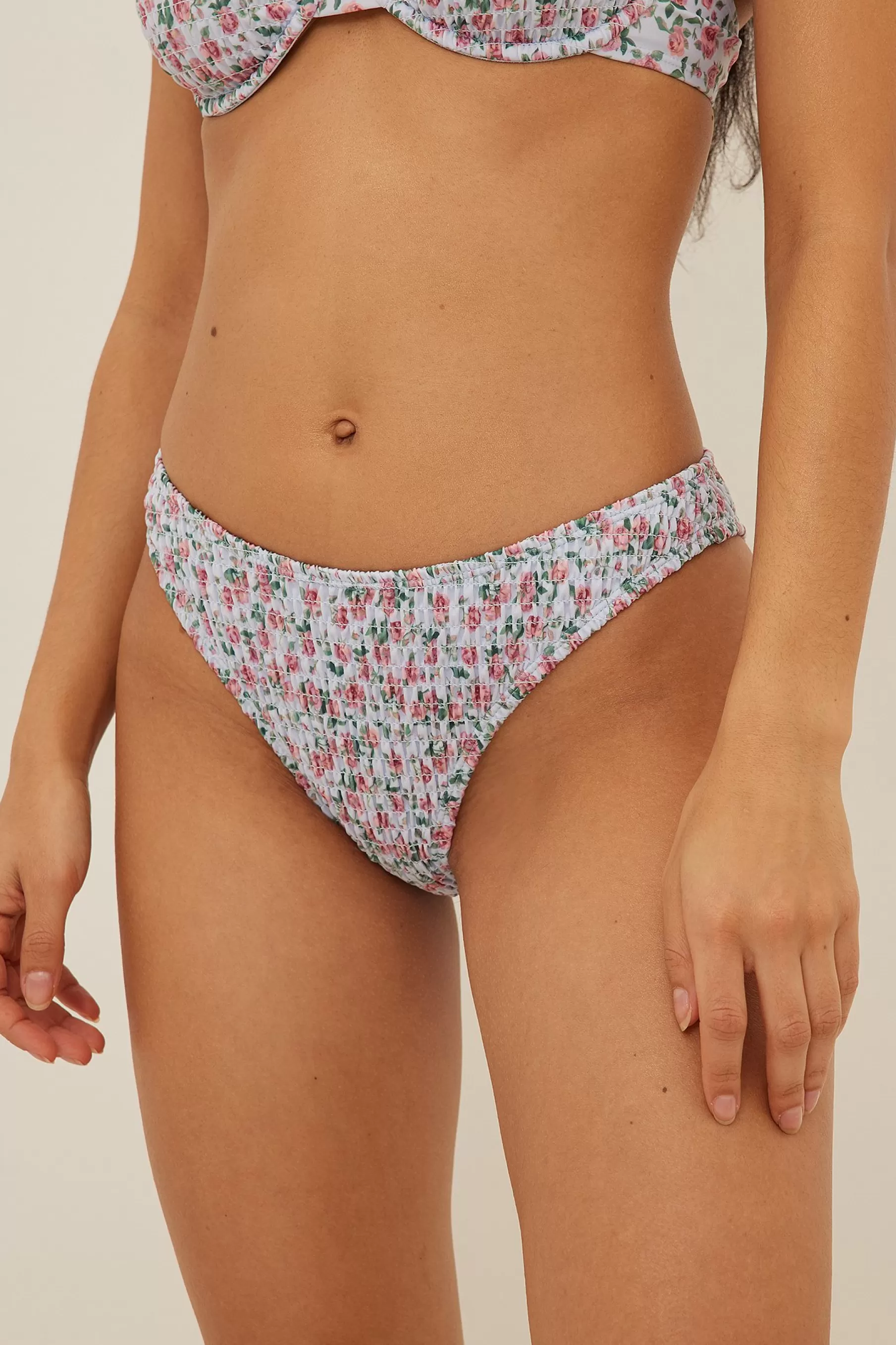 NA-KD Smocked Bikini Briefs Flower