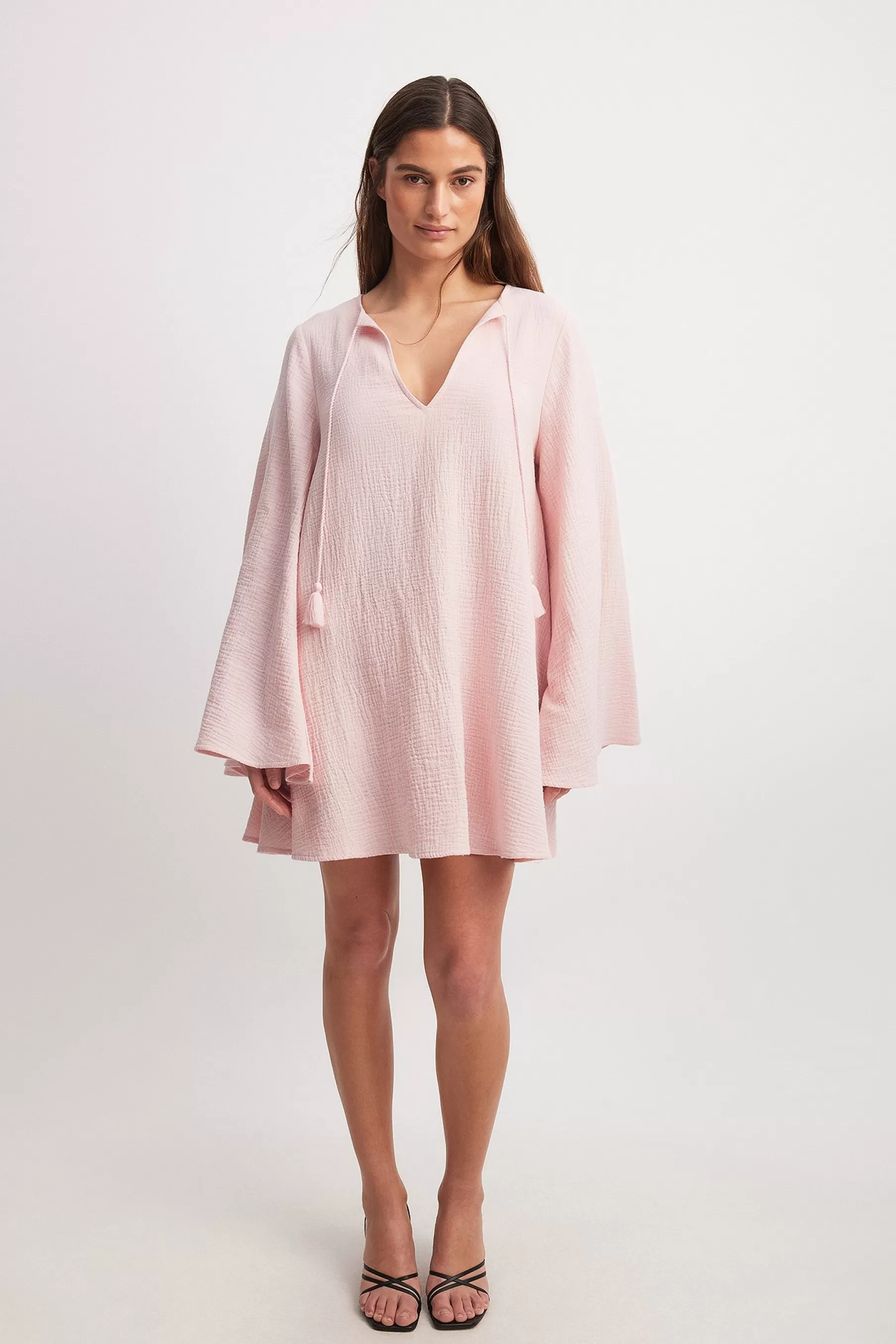 NA-KD Soft Cotton Flowy Dress Pink