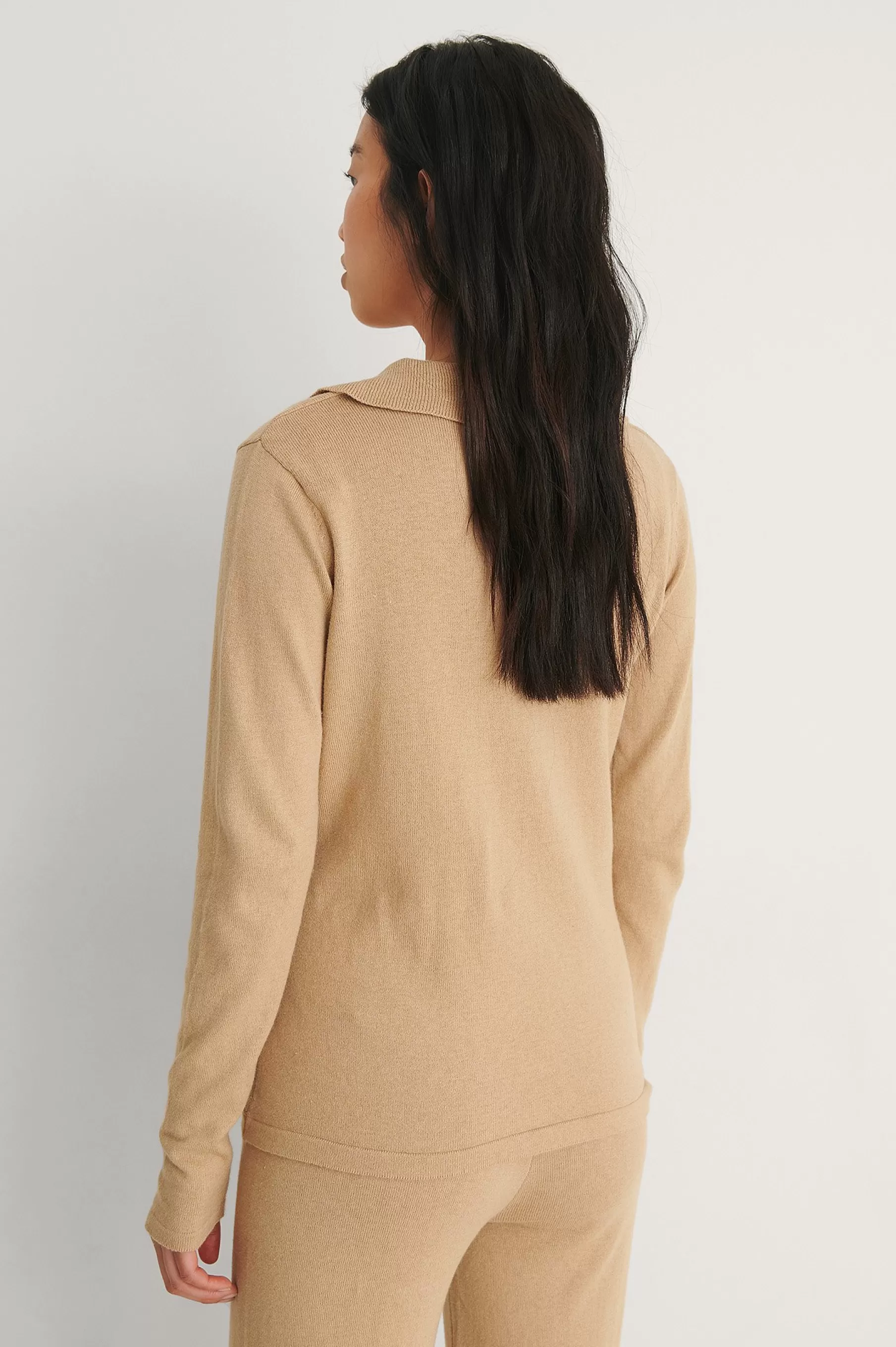 NA-KD Soft Knitted Buttoned Sweater Beige