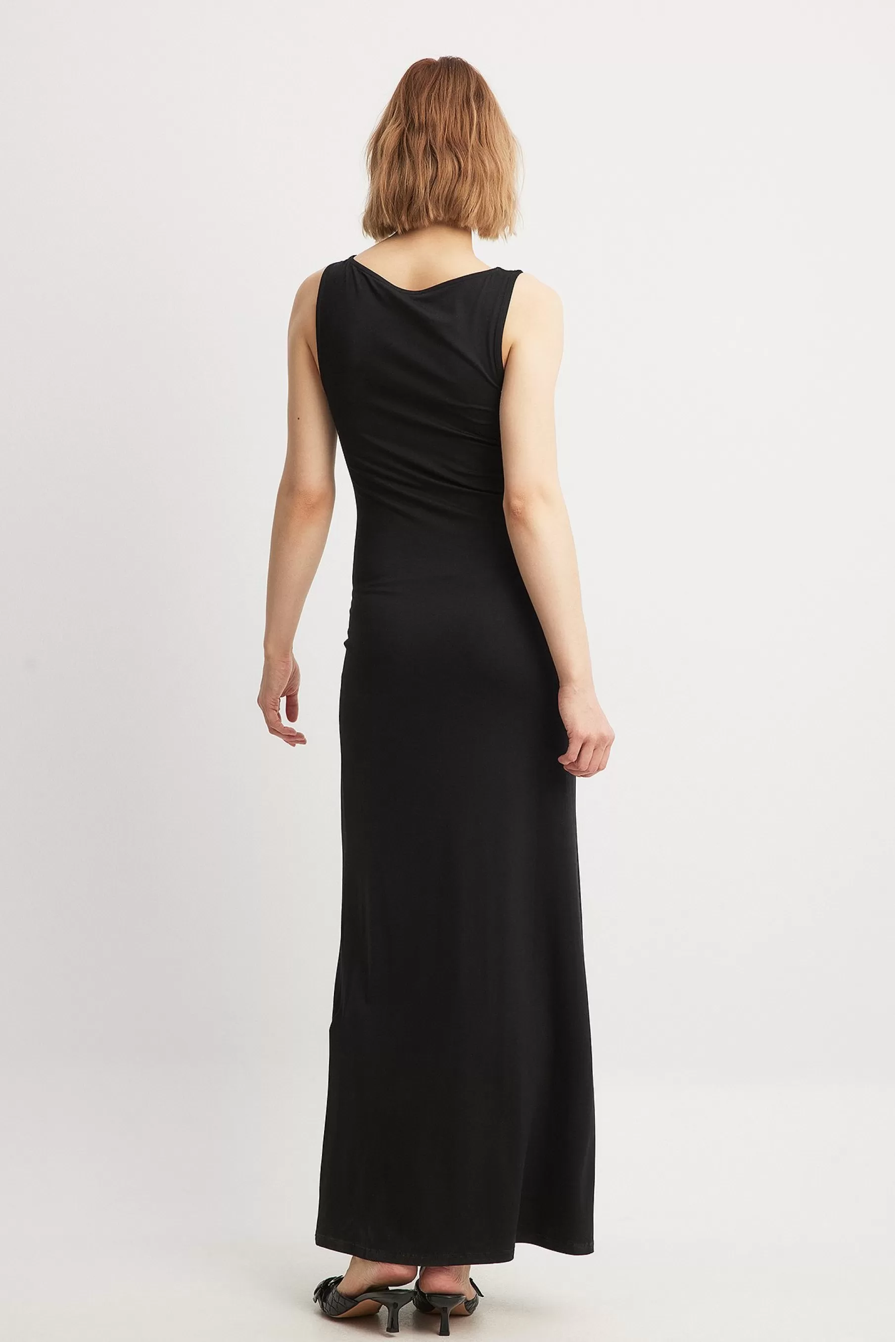 NA-KD Soft Line Boat Neck Sleeveless Maxi Dress Black