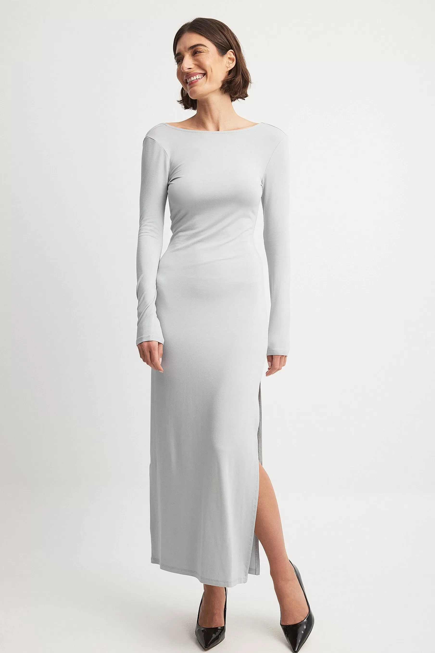 NA-KD Soft Line Maxi Dress Grey