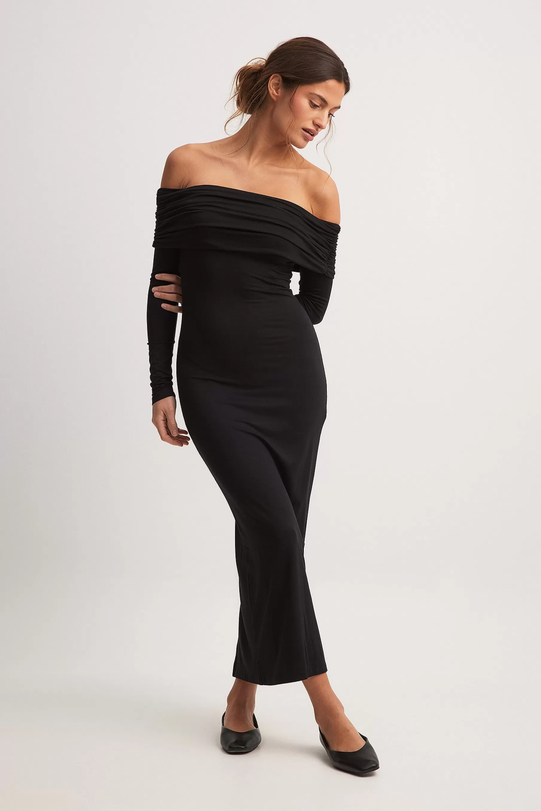 NA-KD Soft Line Midi Dress Black