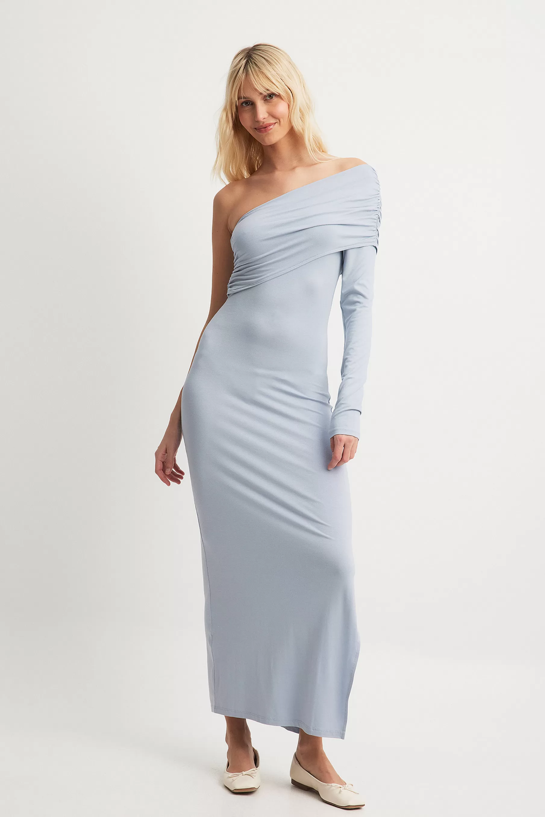 NA-KD Soft Line Midi Dress Blue