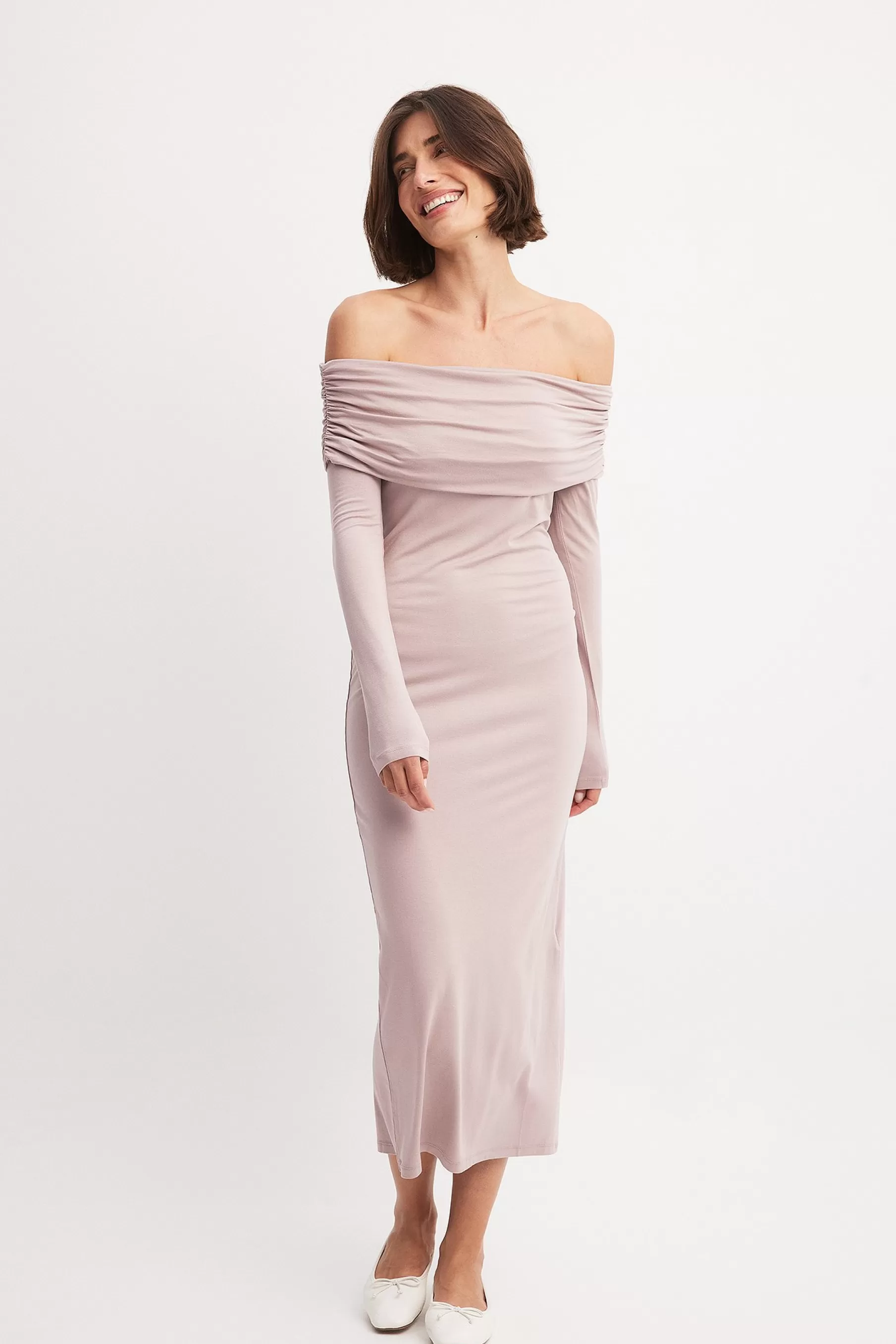 NA-KD Soft Line Midi Dress Pink