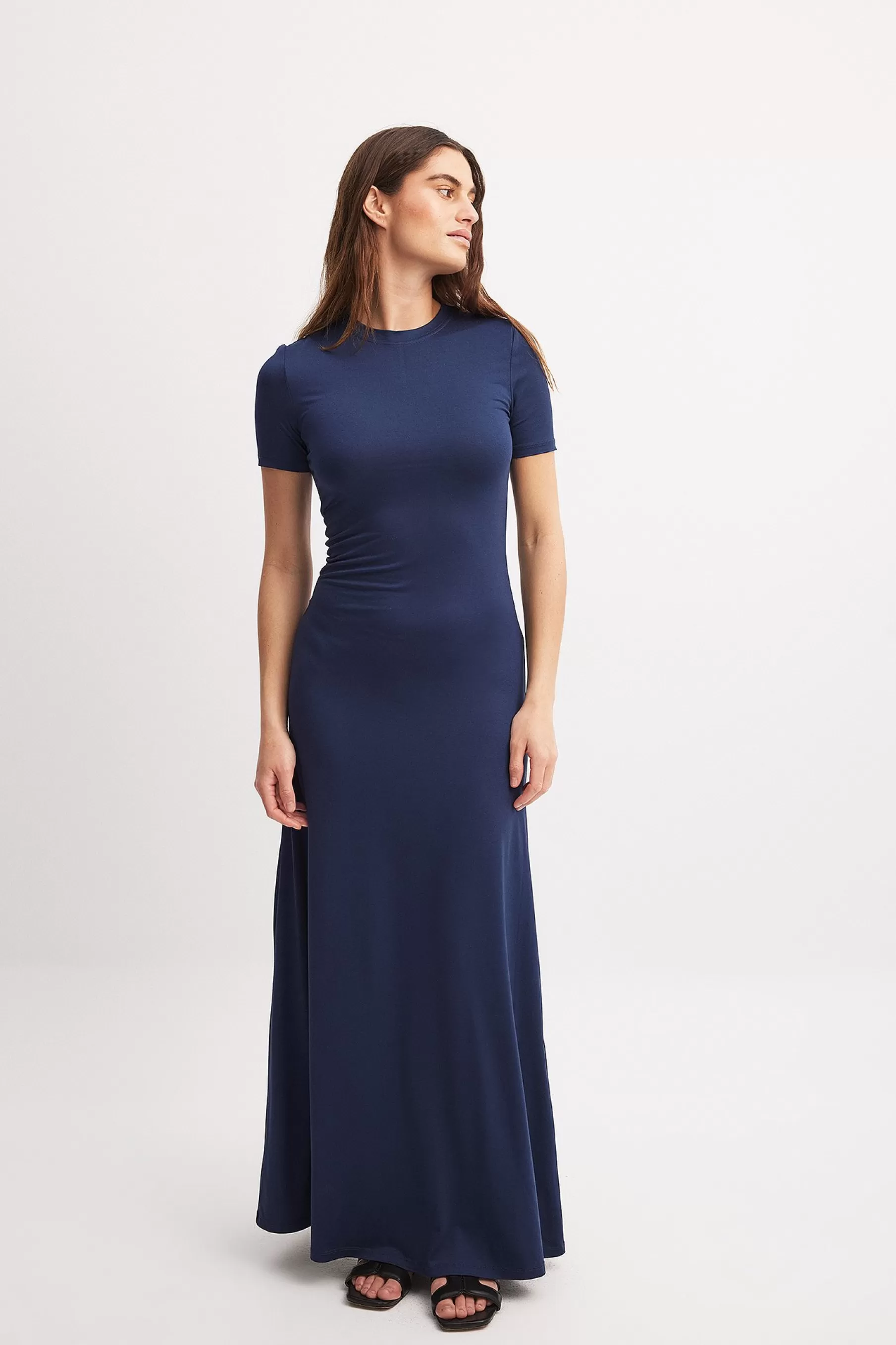 NA-KD Soft Line T-shirt Maxi Dress Blue