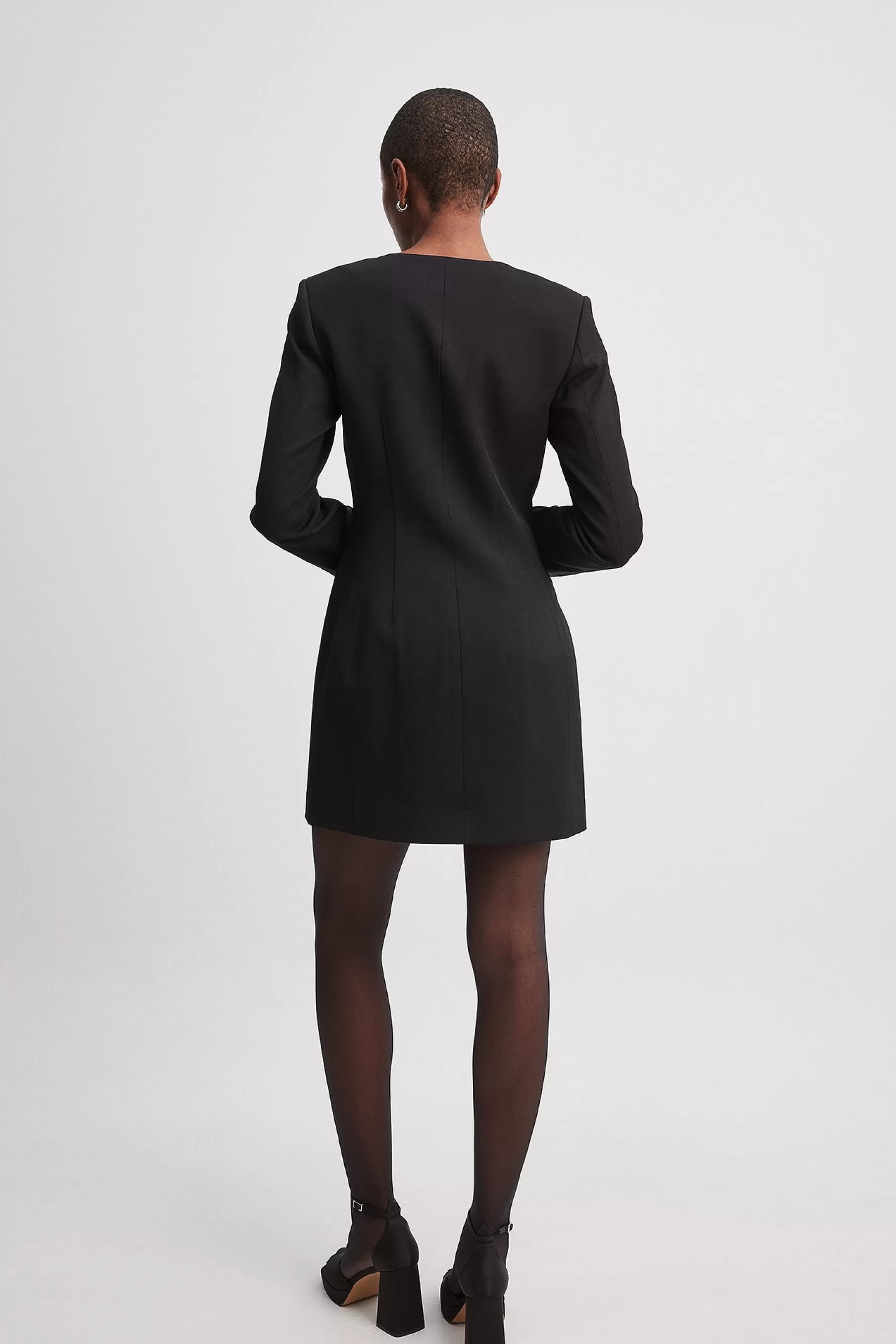 NA-KD Square Neck Mini Blazer Dress Black