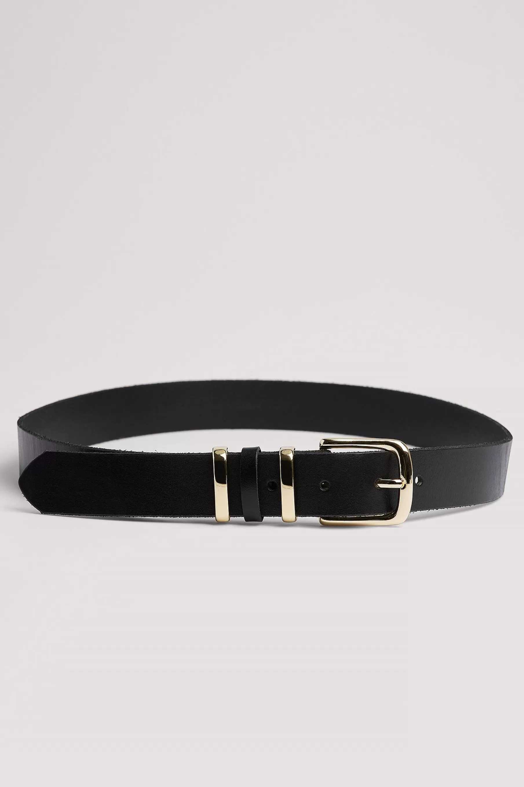 NA-KD Squared Buckle Leather Belt Black