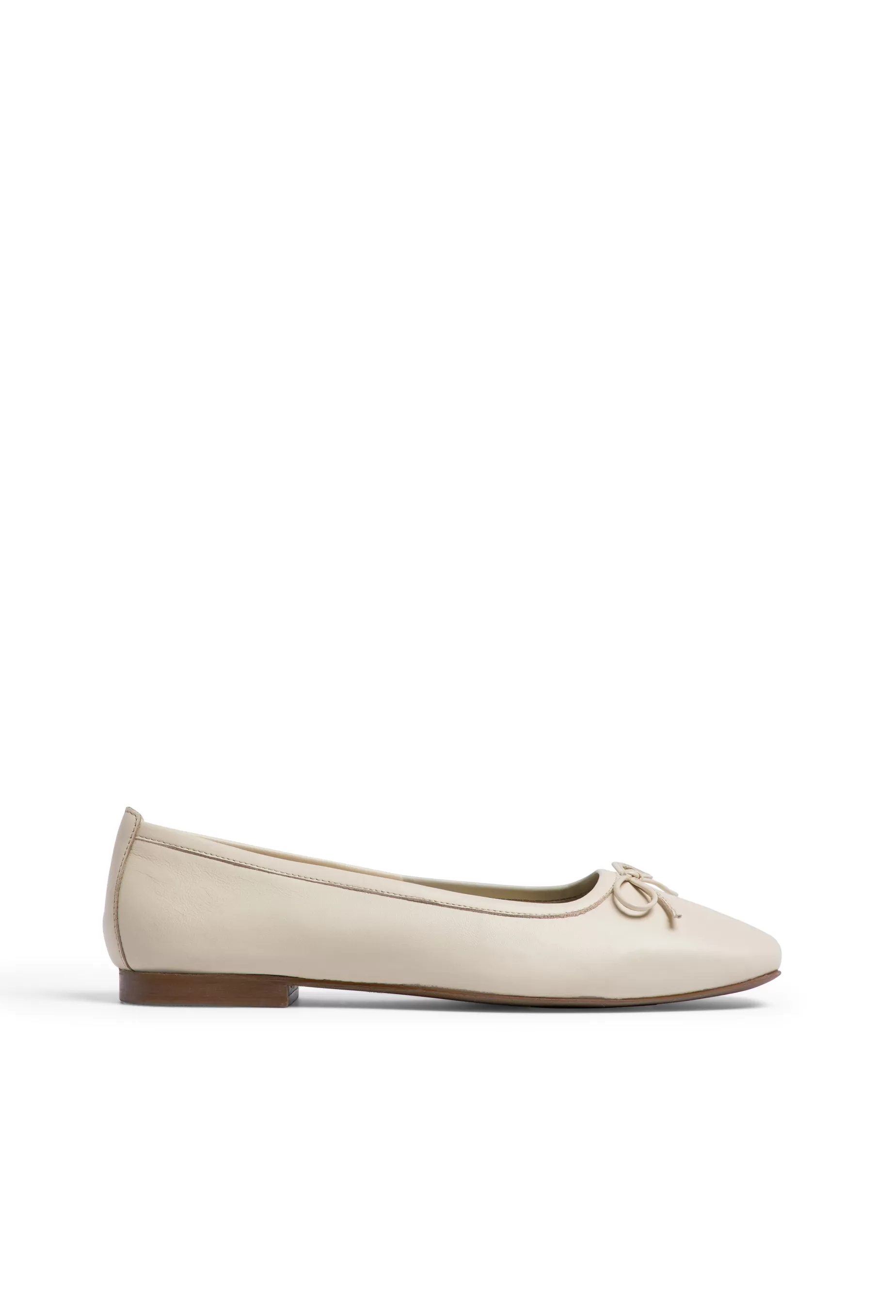 NA-KD Squared Toe Leather Ballerinas Offwhite