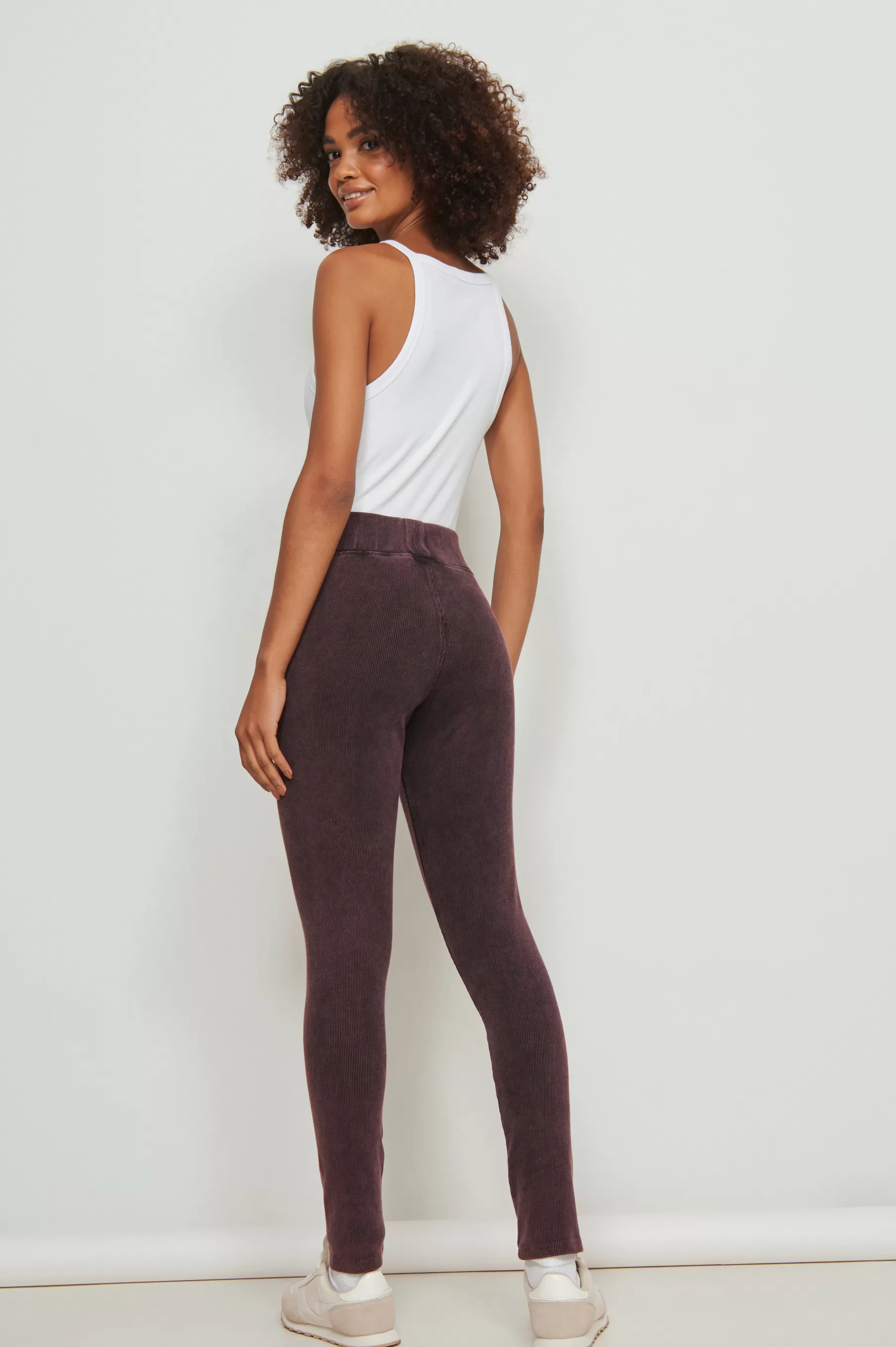 NA-KD Stone Washed Ribbed Leggings Brown