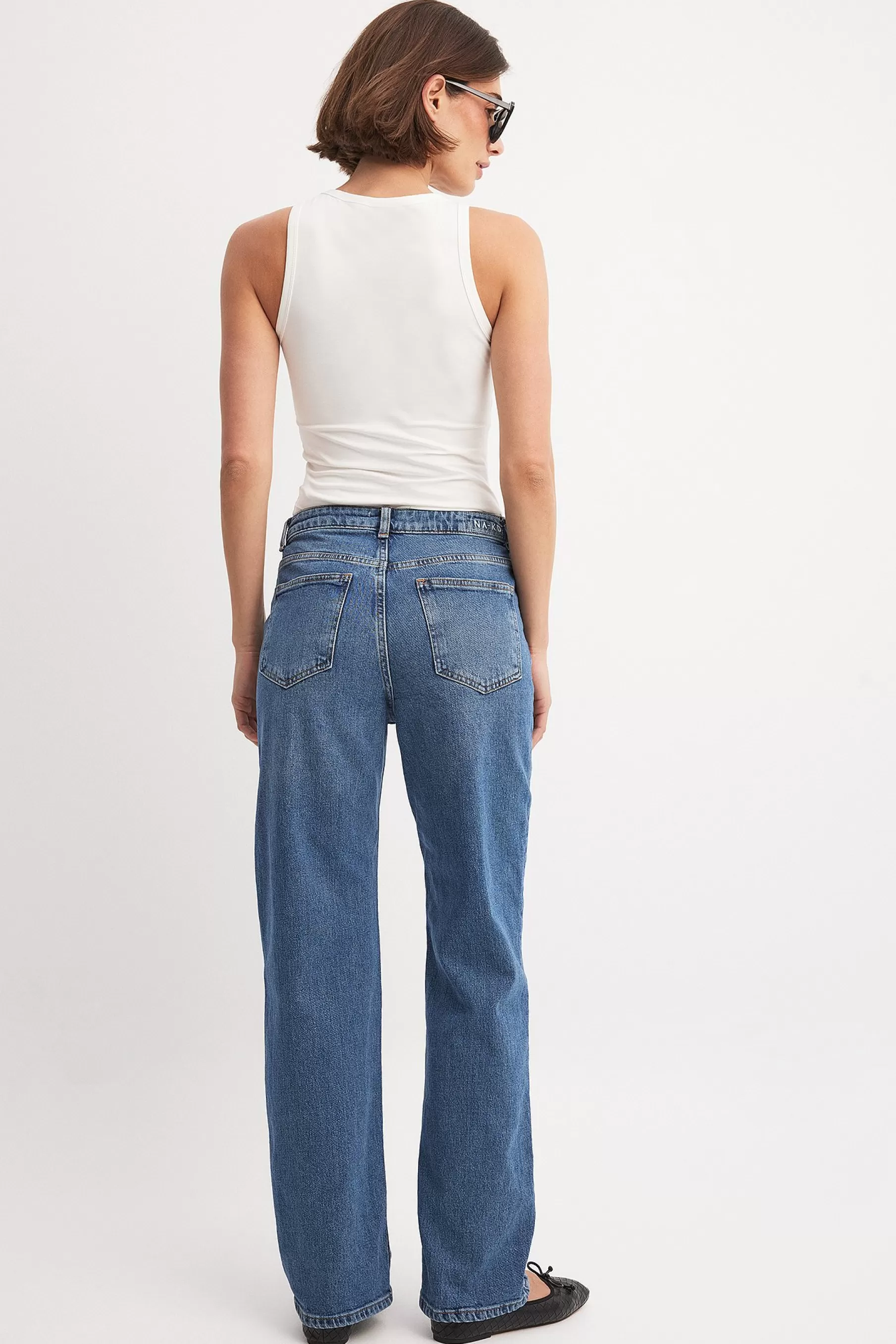 NA-KD Straight High Waist Jeans Blue