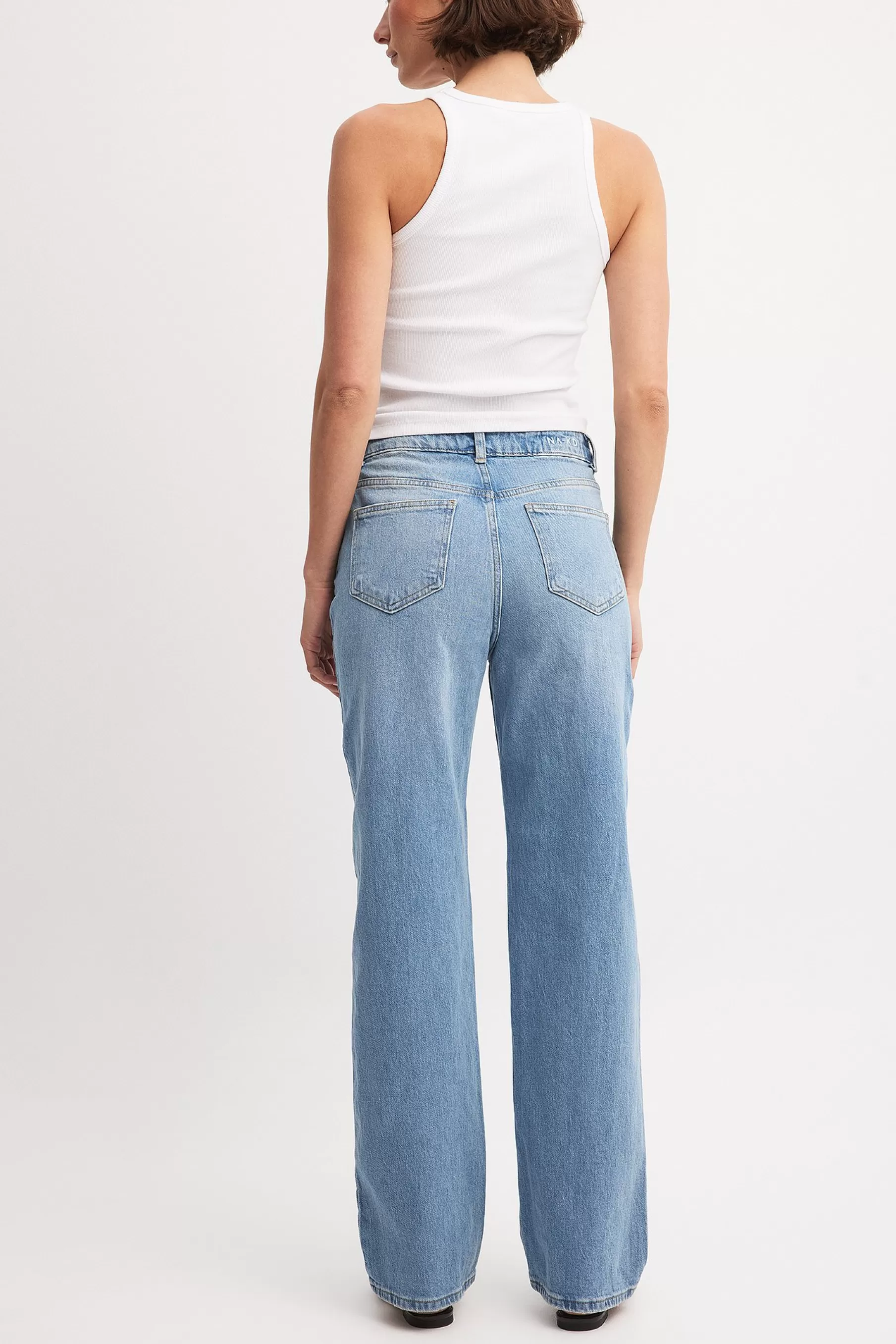 NA-KD Straight High Waist Jeans Blue