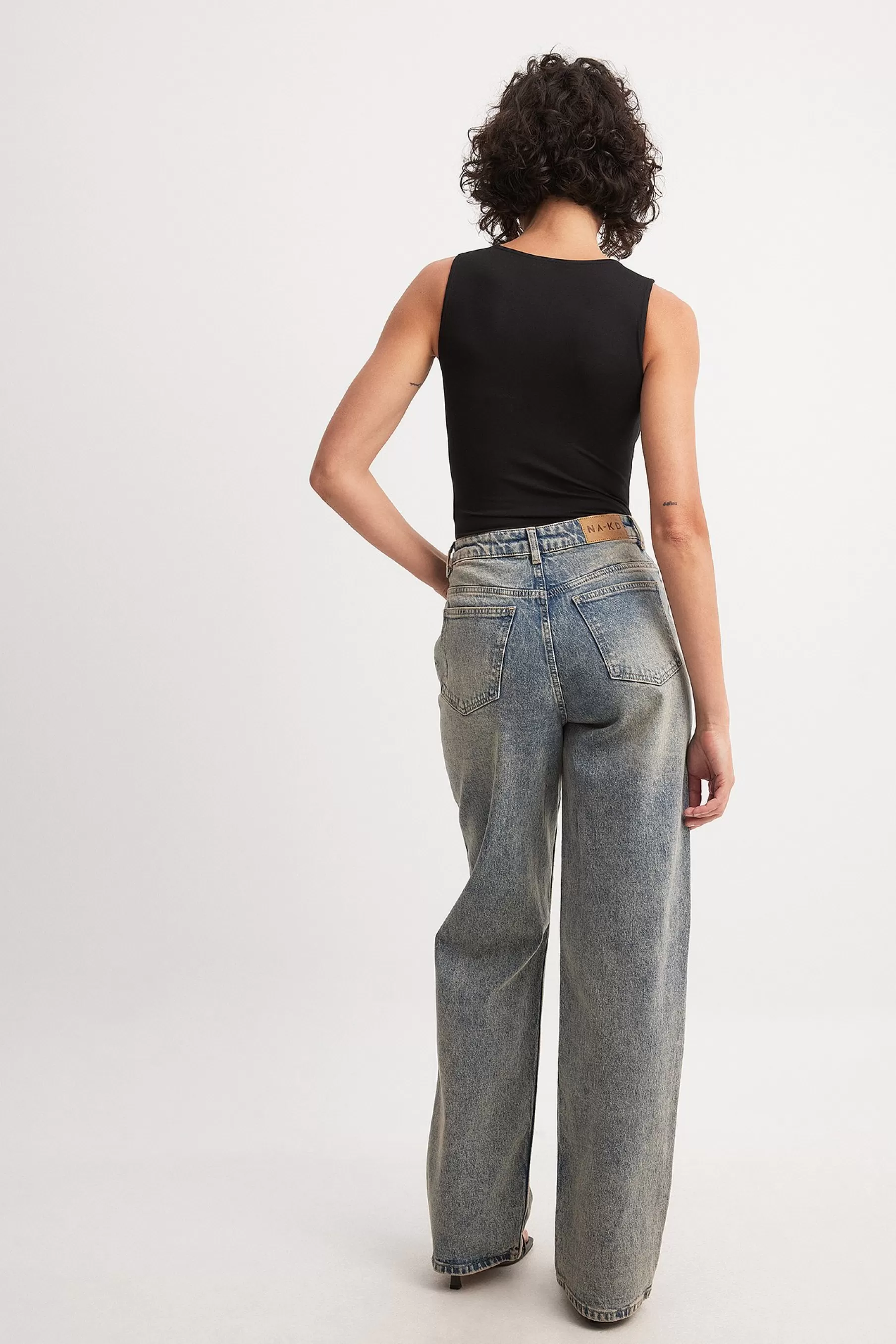 NA-KD Straight High Waist Jeans Blue