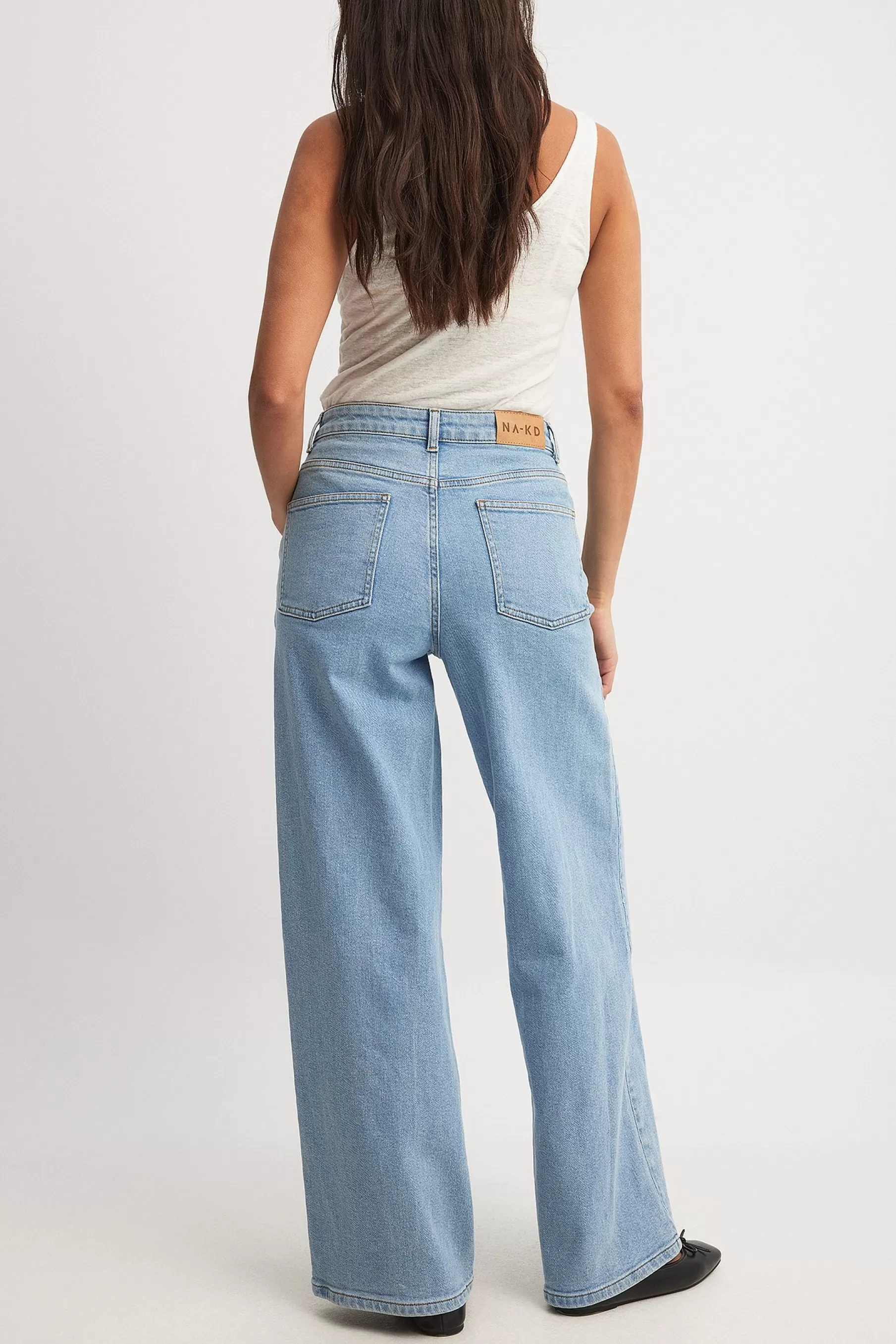 NA-KD Straight High Waist Jeans Blue