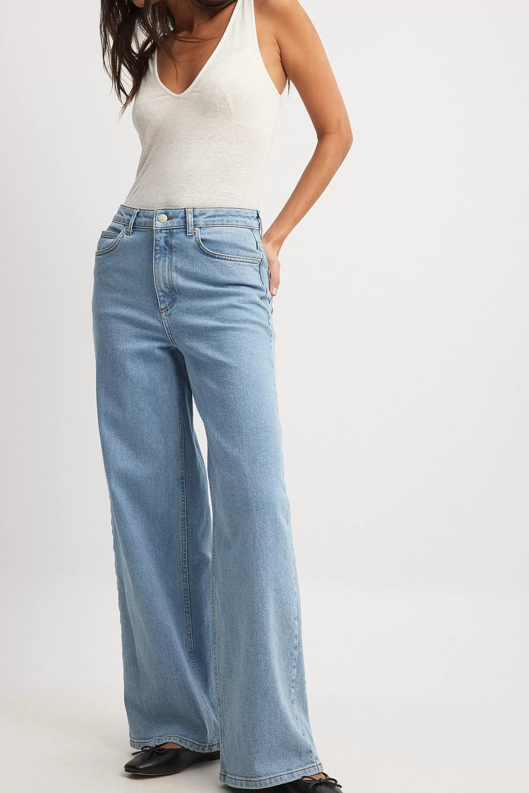 NA-KD Straight High Waist Jeans Blue