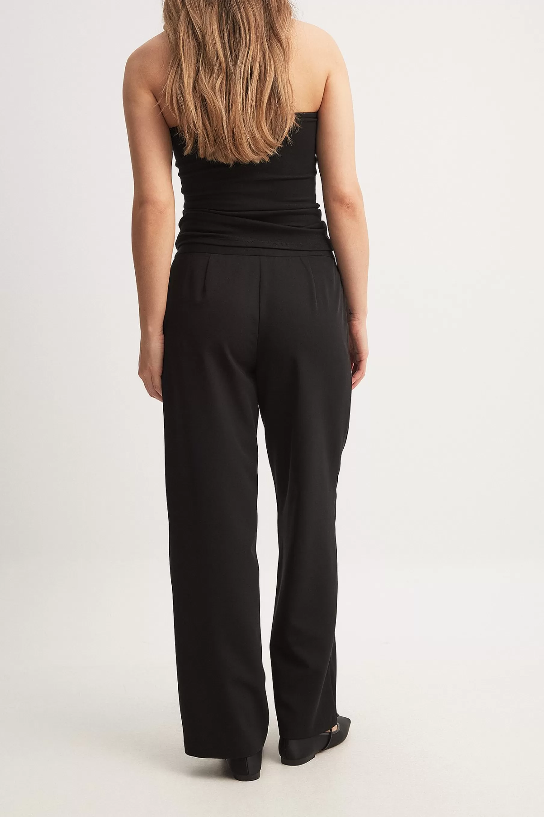 NA-KD Straight Low Waist Suit Pants Black