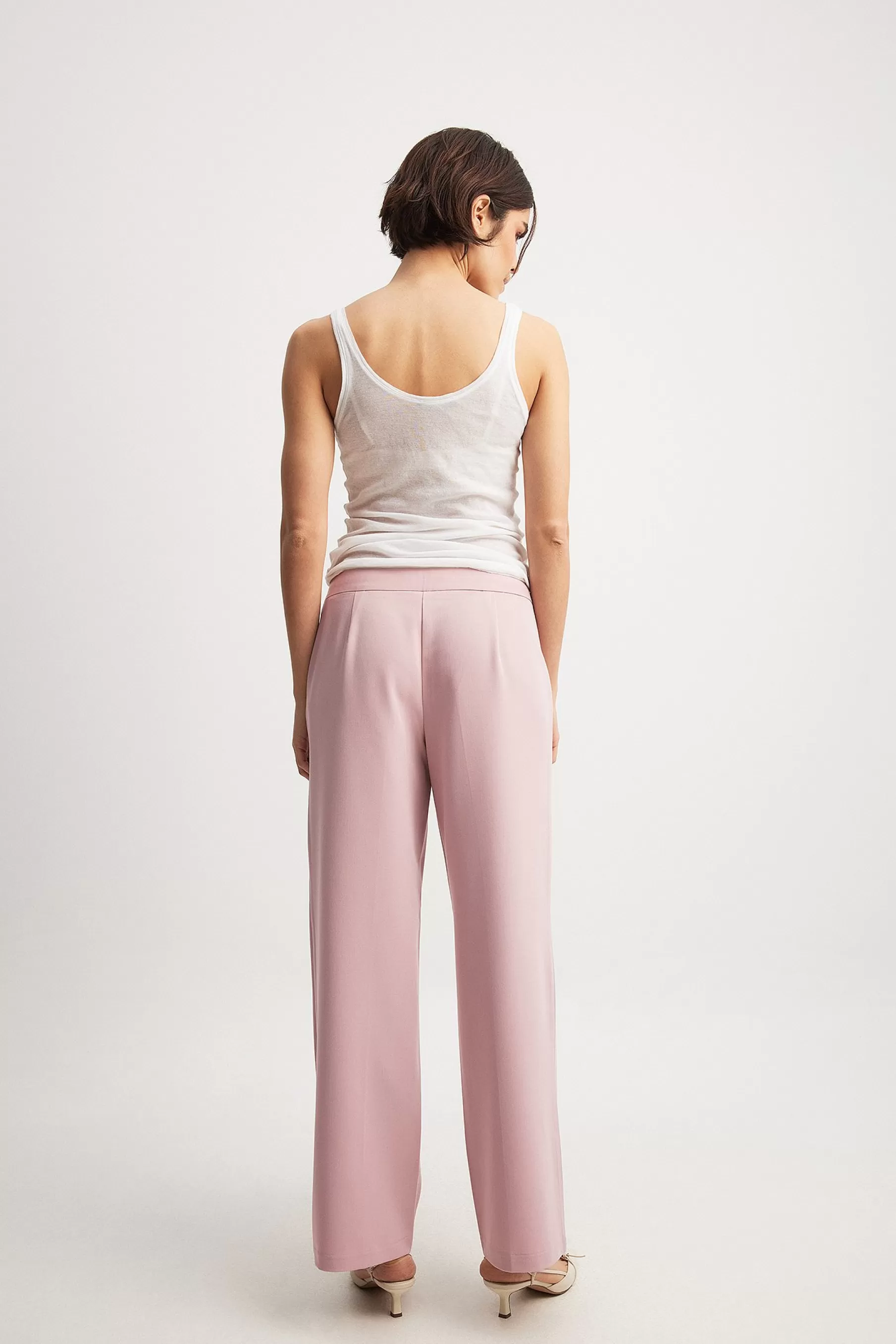 NA-KD Straight Low Waist Suit Pants Pink