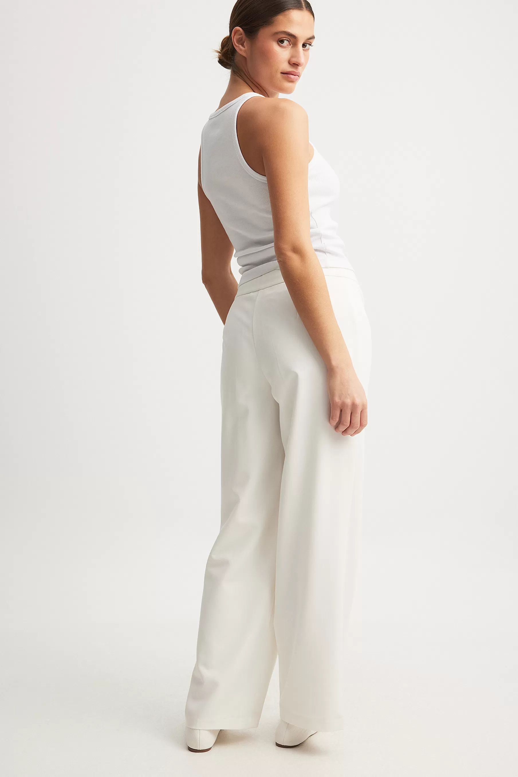 NA-KD Straight Low Waist Suit Pants White