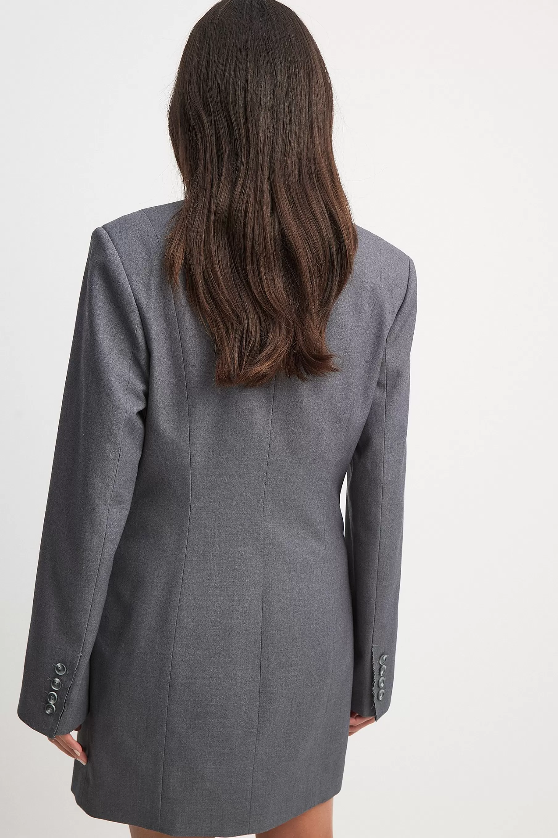 NA-KD Straight Oversized Blazer Dress Grey