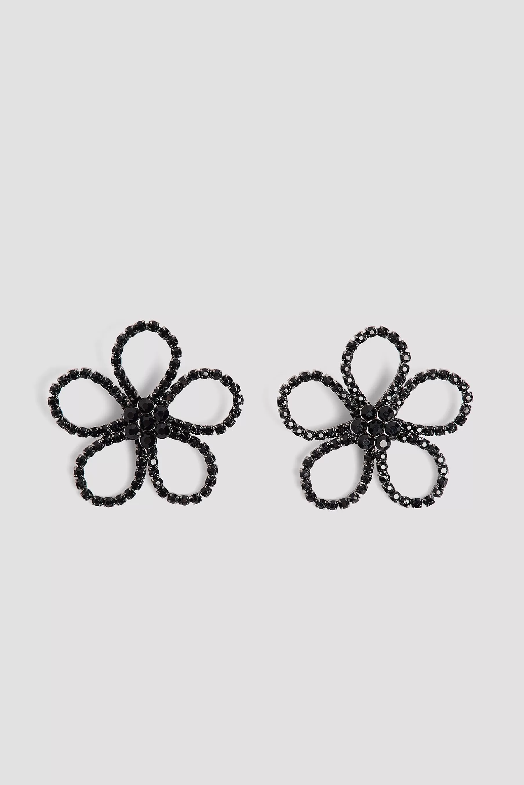 NA-KD Strass Flower Earrings Black