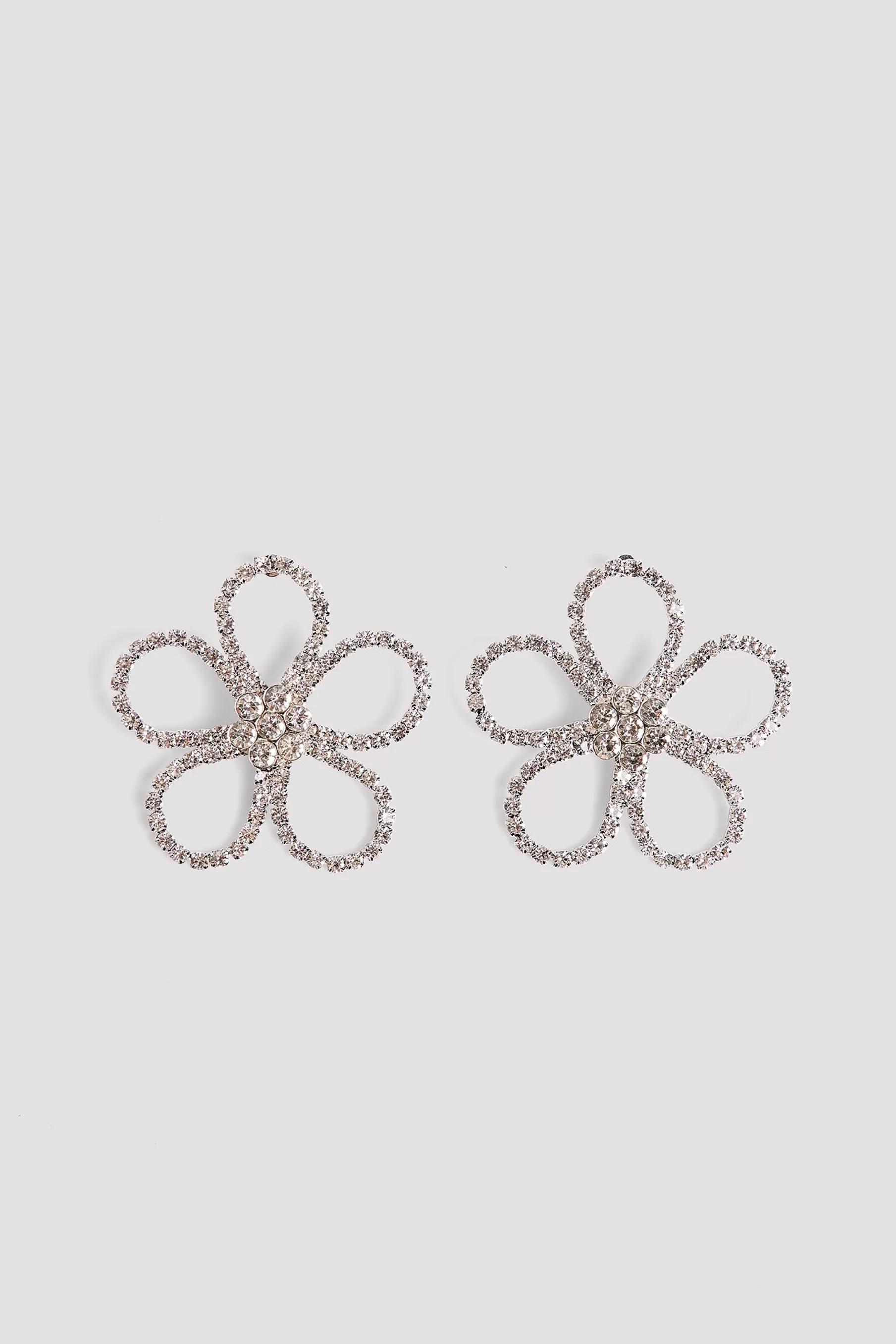 NA-KD Strass Flower Earrings Silver