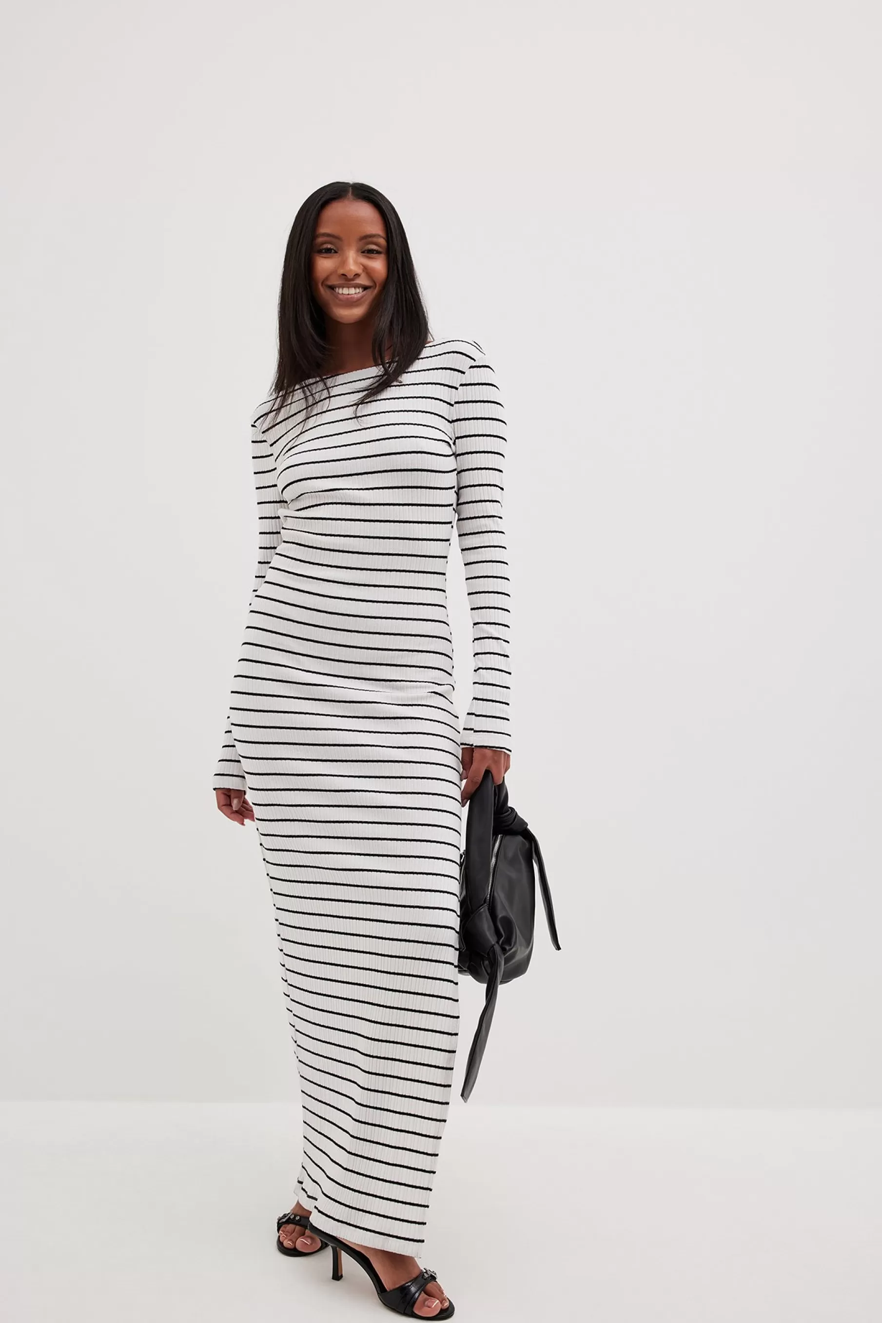 NA-KD Stripe Deep Back Maxi Dress Stripe