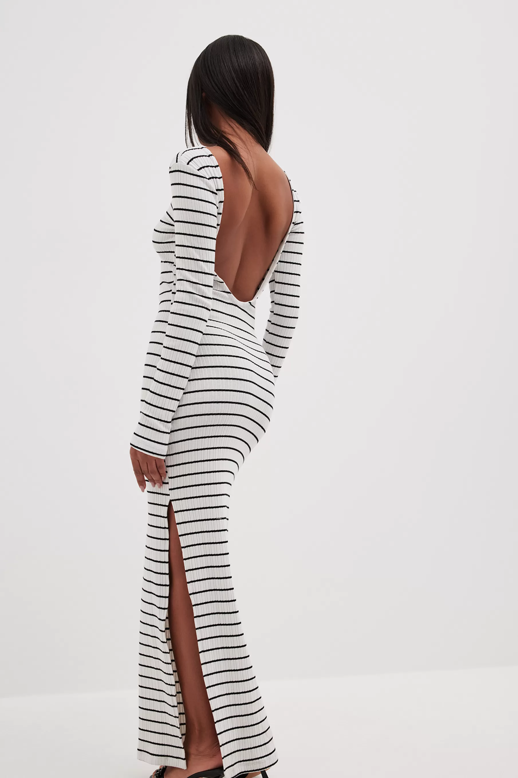 NA-KD Stripe Deep Back Maxi Dress Stripe