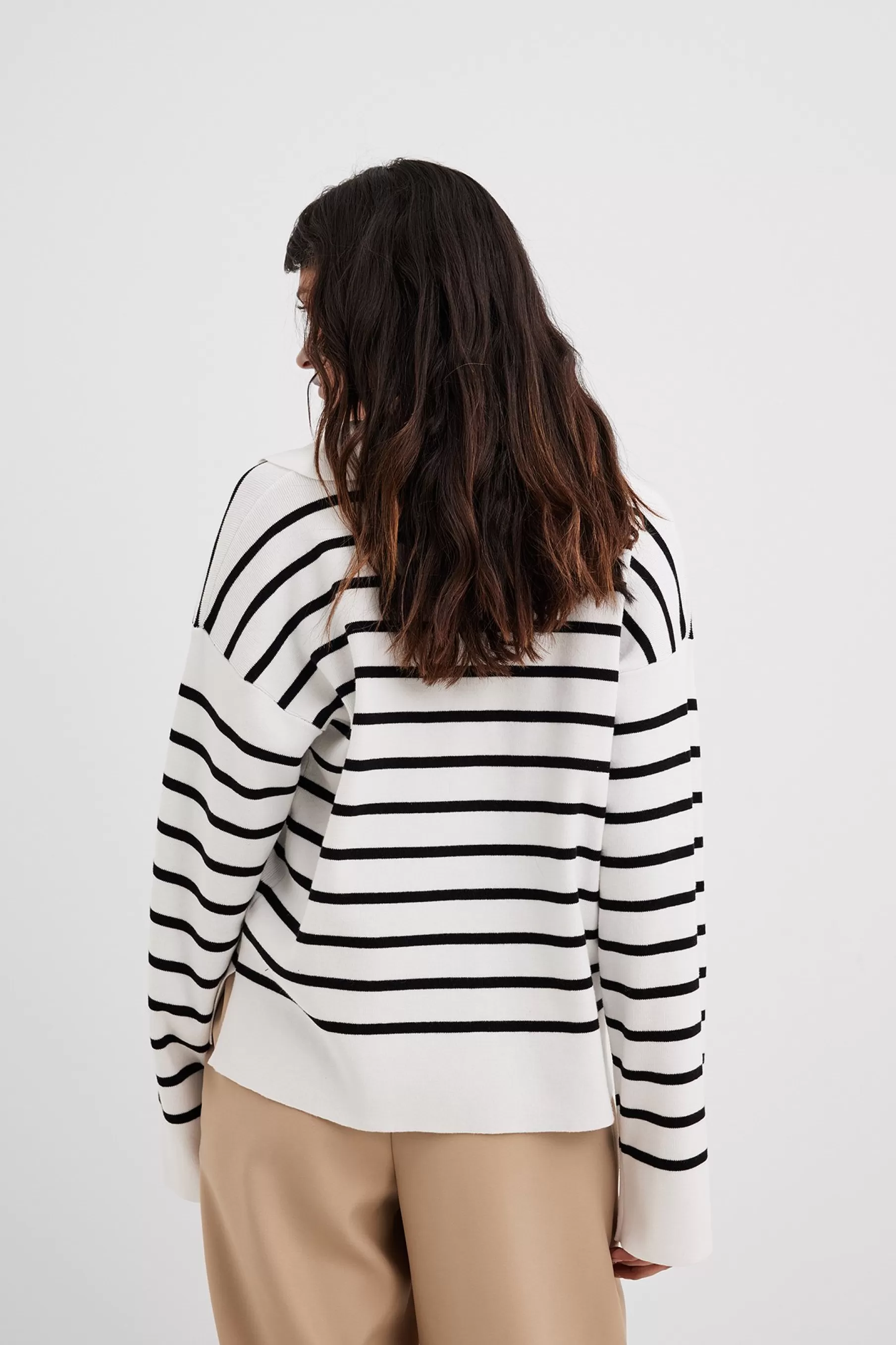 NA-KD Striped Knitted Collar Sweater Stripe