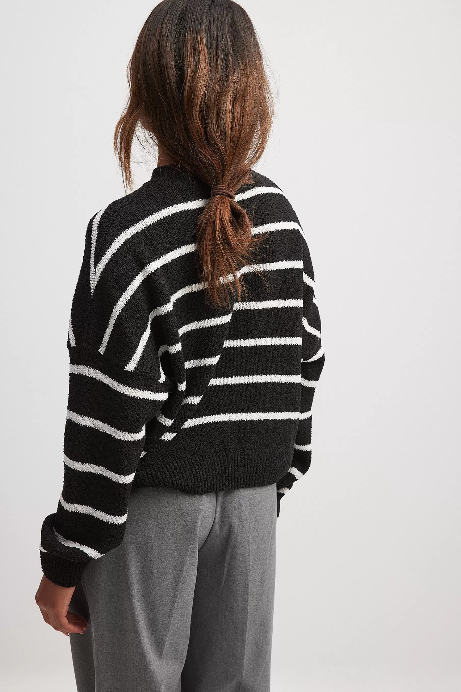 NA-KD Striped Knitted Sweater Black