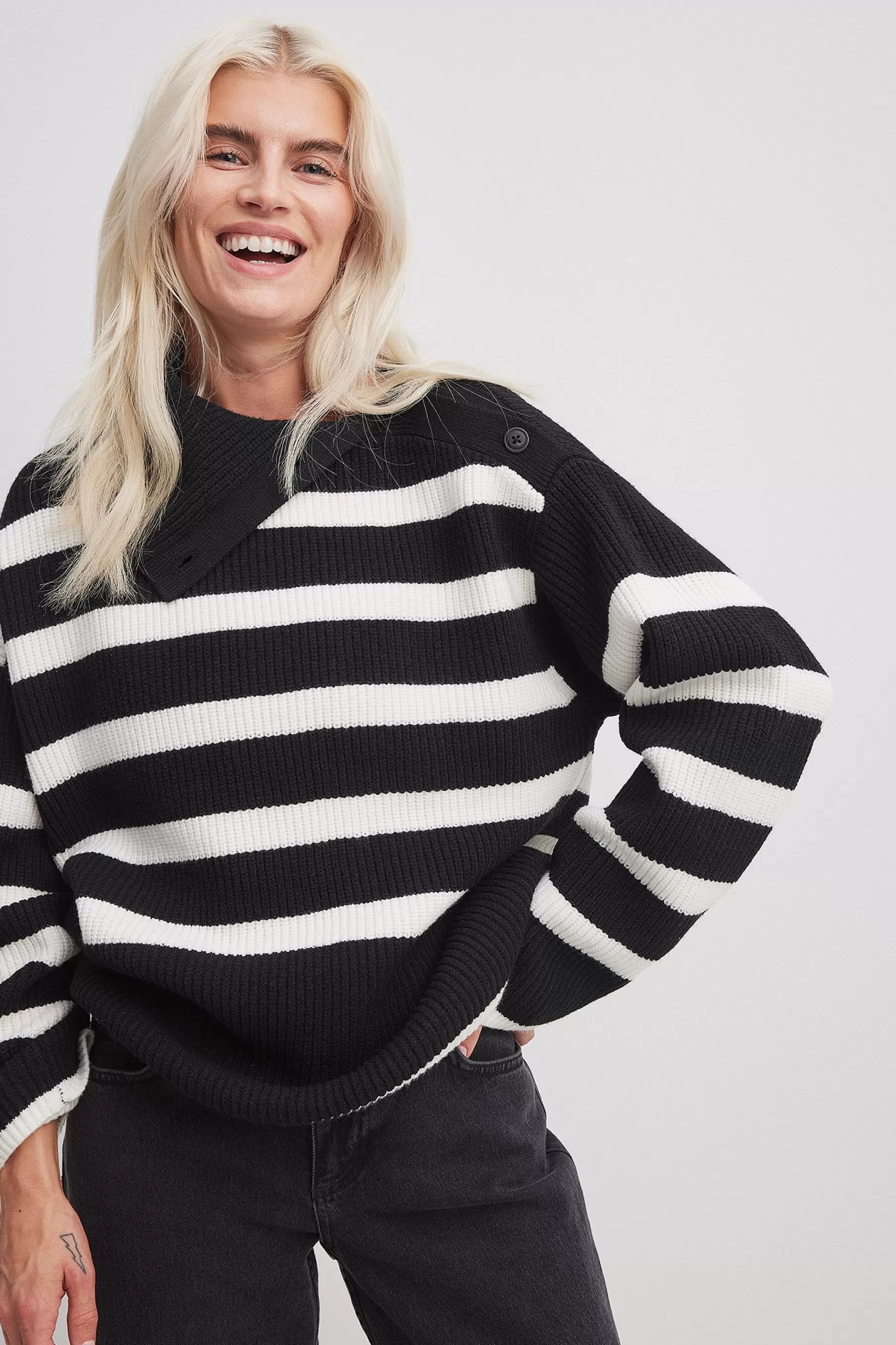 NA-KD Striped Knitted Turtleneck Sweater Stripe