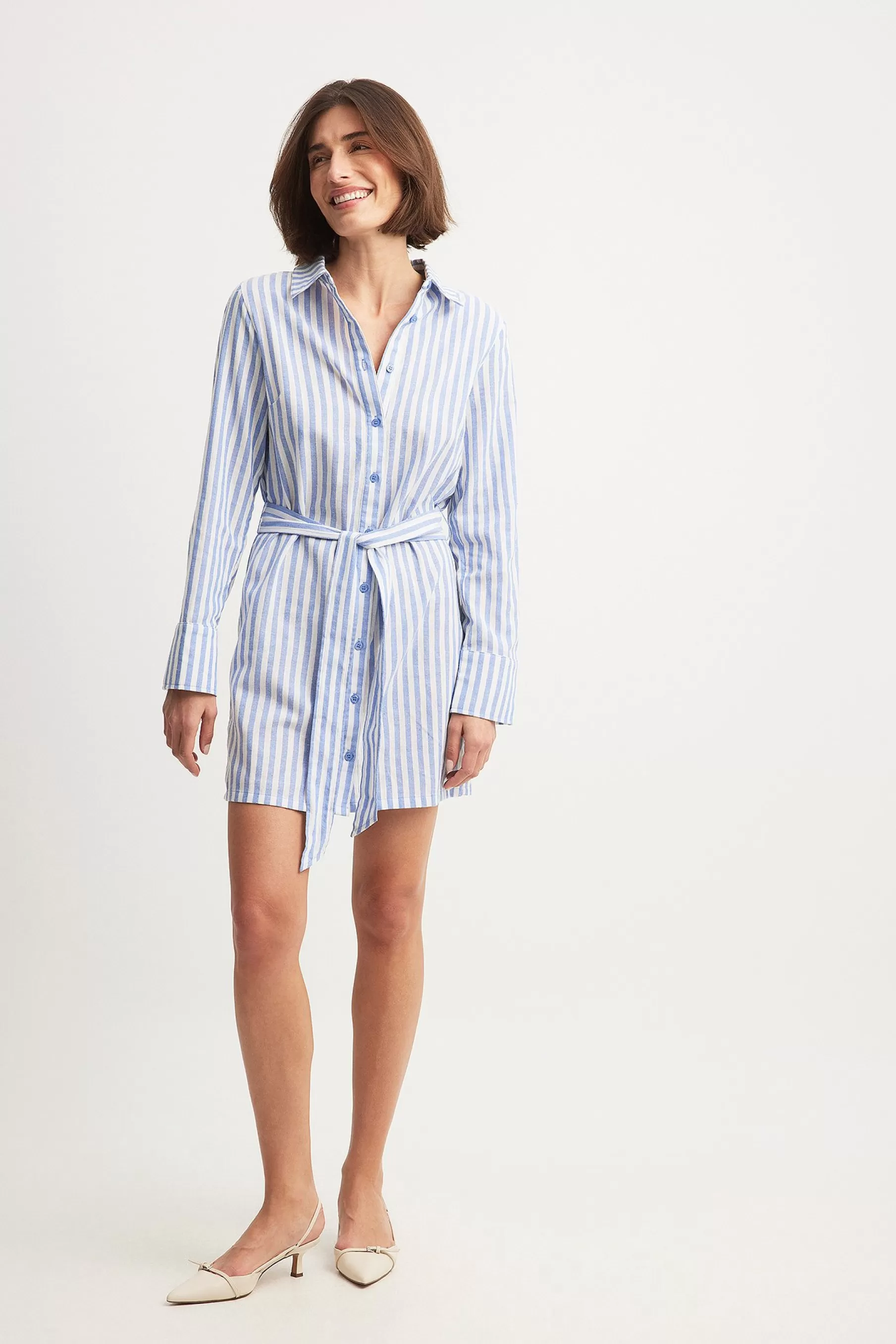 NA-KD Striped Mini Shirt Dress Stripe