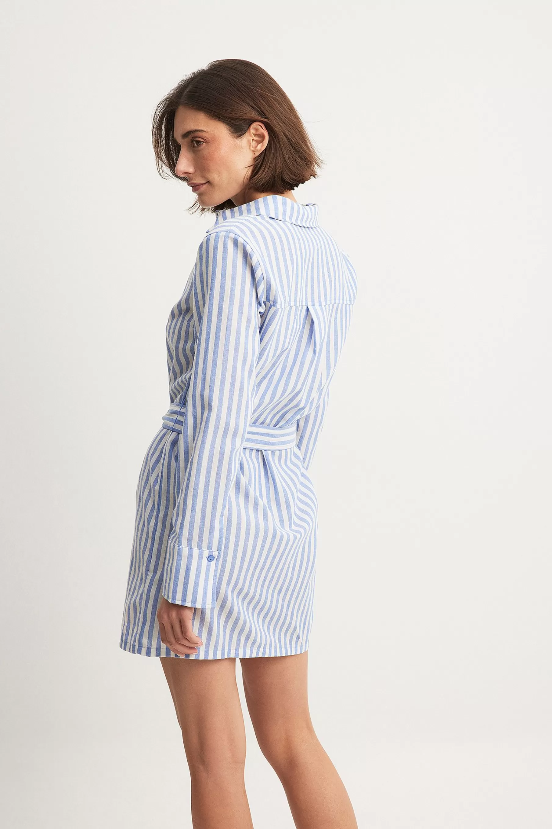 NA-KD Striped Mini Shirt Dress Stripe