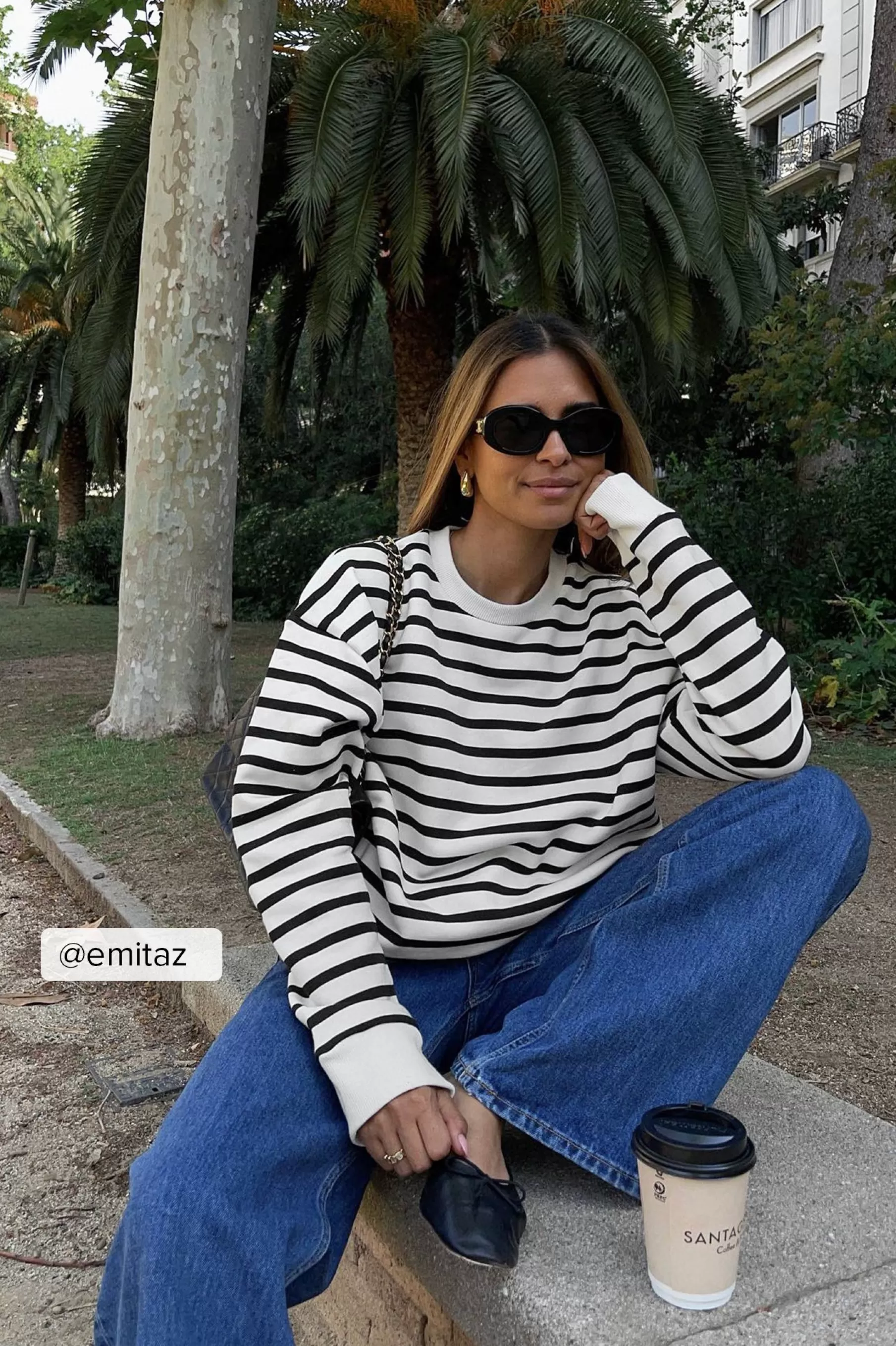 NA-KD Striped Oversized Sweatshirt Stripe