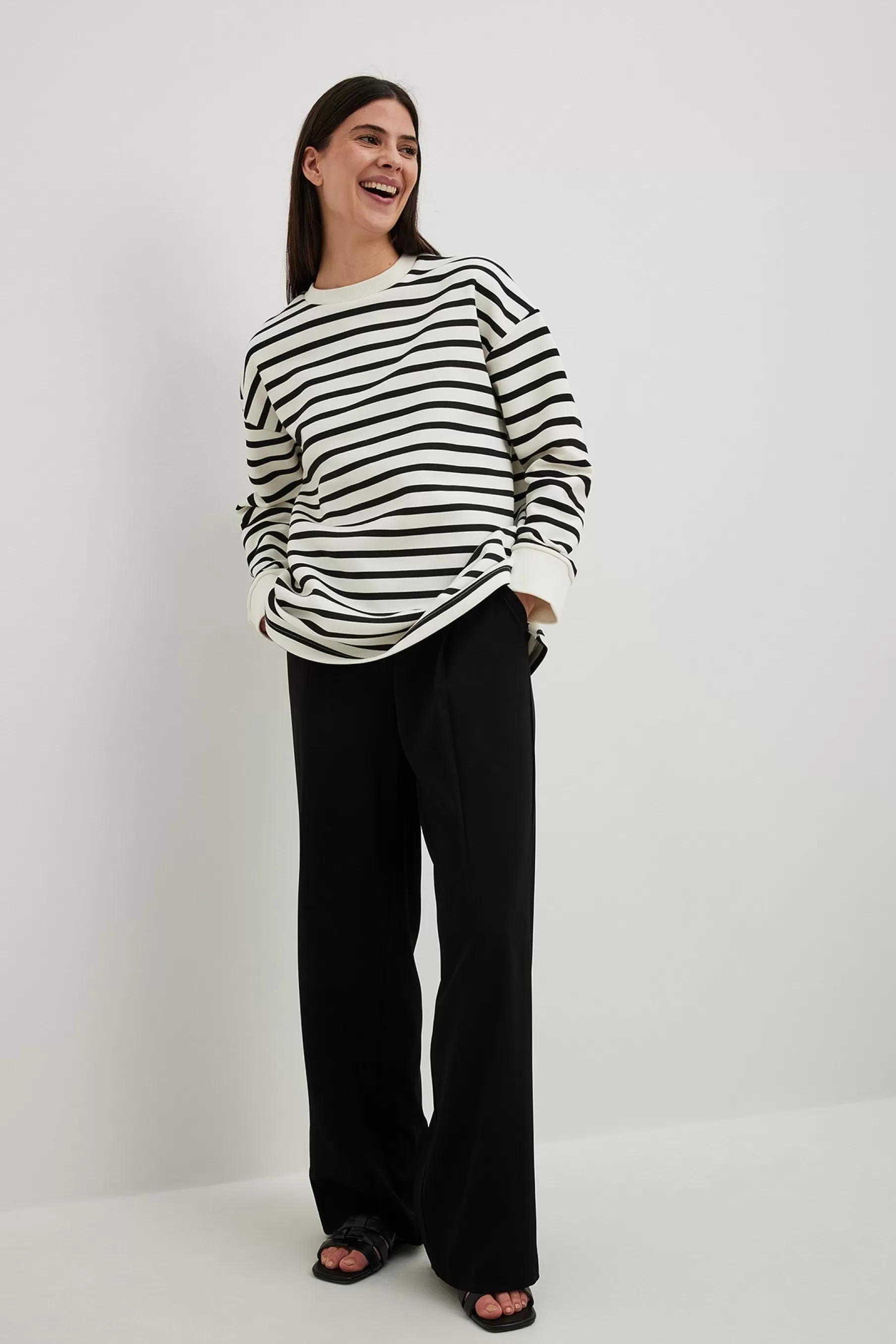 NA-KD Striped Oversized Sweatshirt Stripe