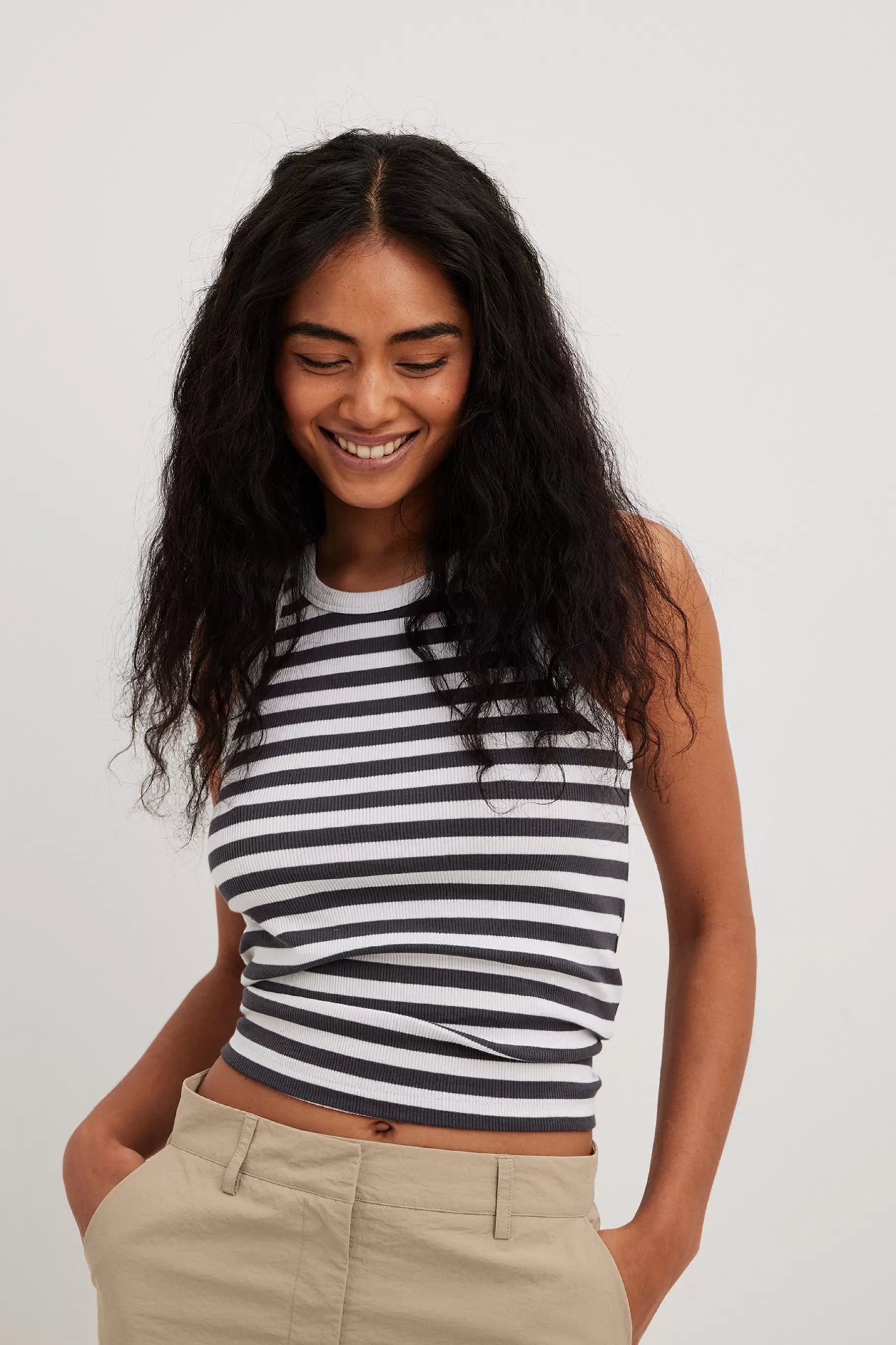 NA-KD Striped Ribbed Tank Stripe