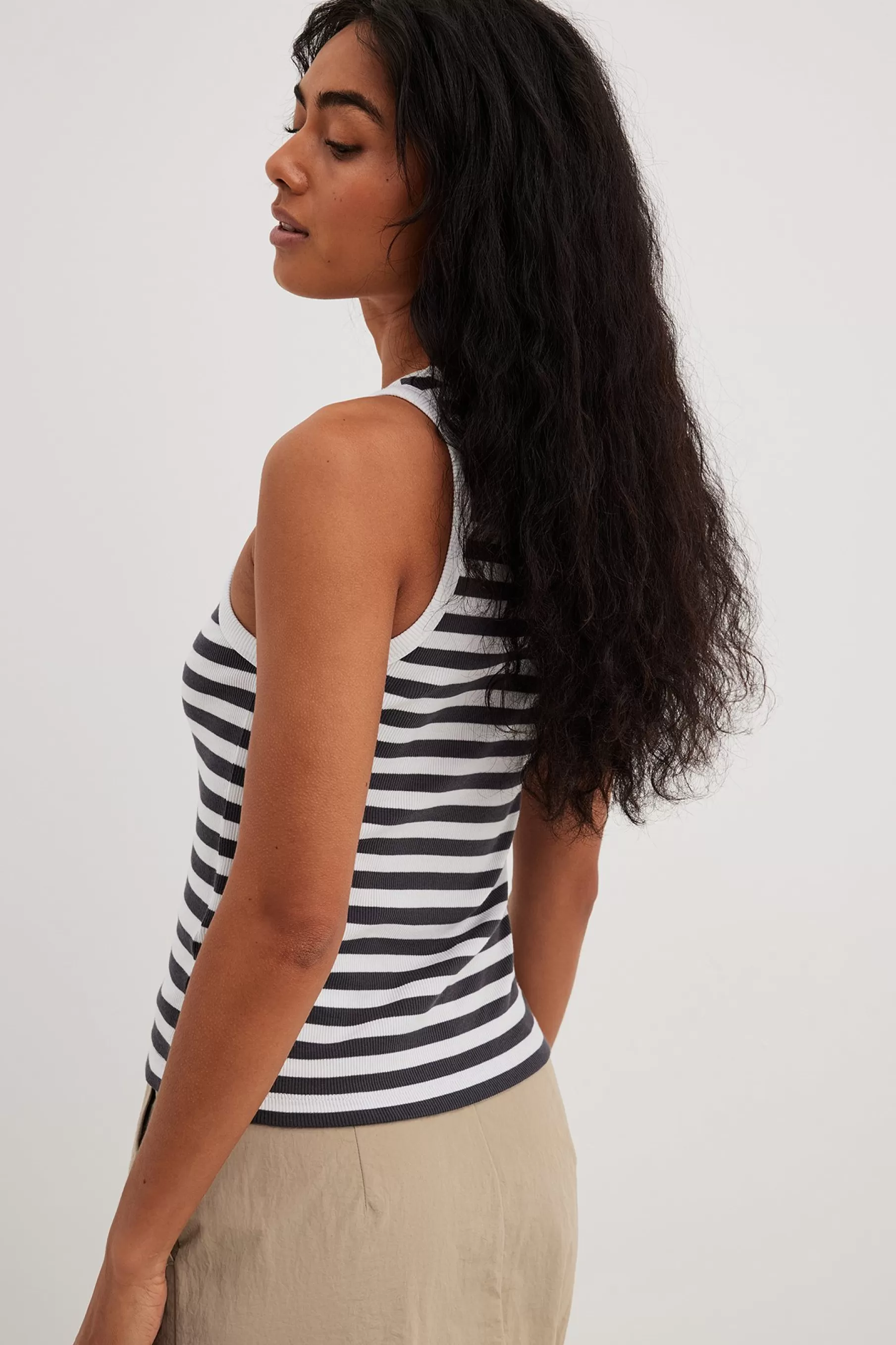 NA-KD Striped Ribbed Tank Stripe