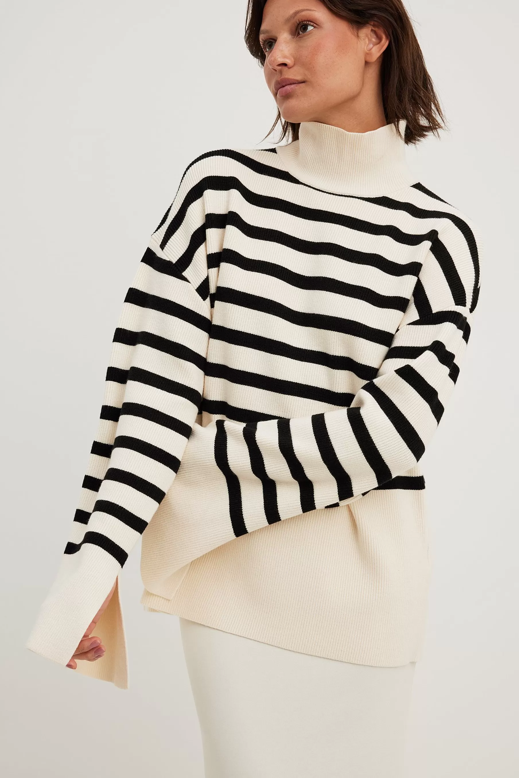 NA-KD Striped Turtle Neck Knitted Sweater Stripe