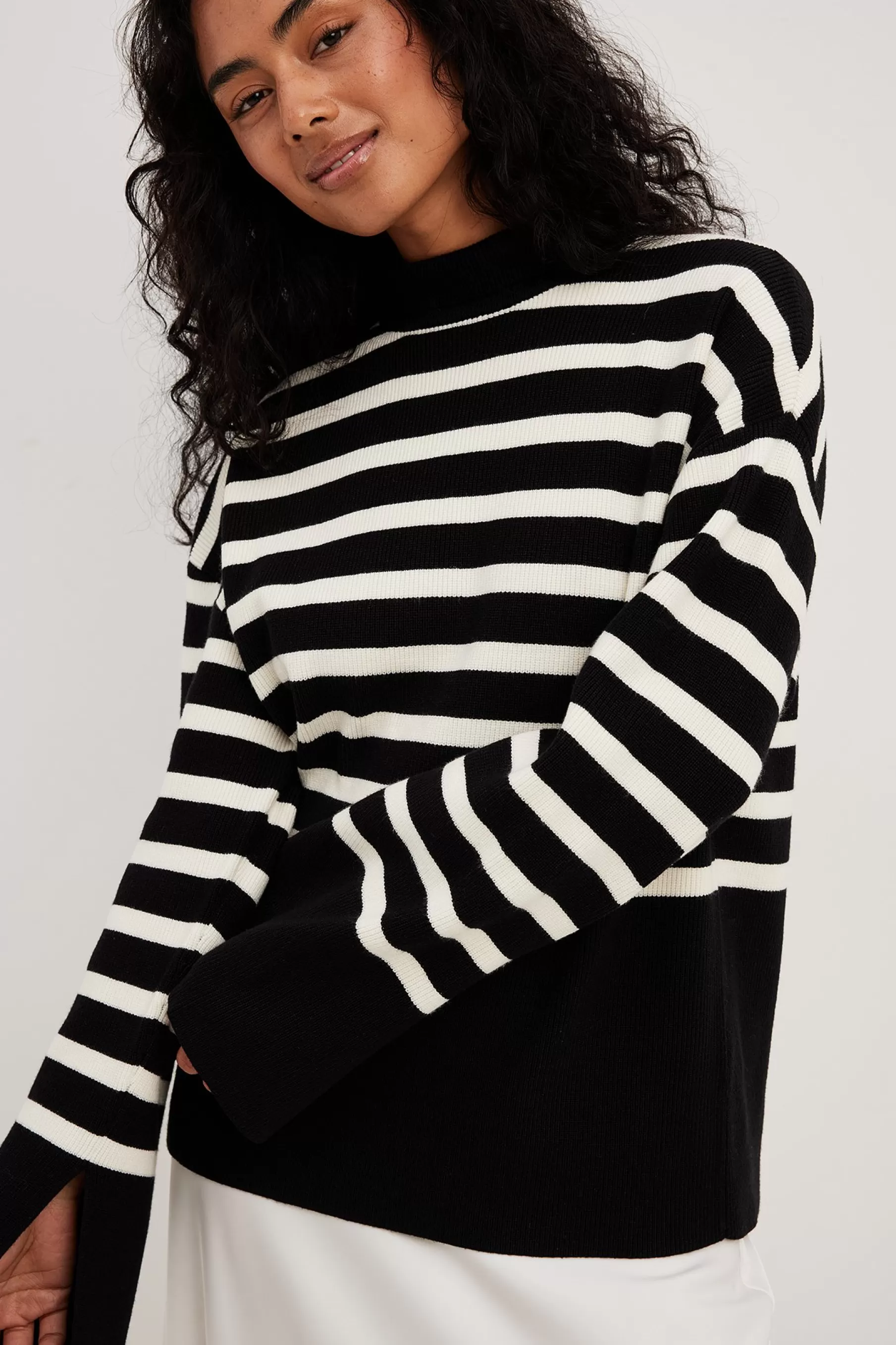 NA-KD Striped Turtle Neck Knitted Sweater Stripe