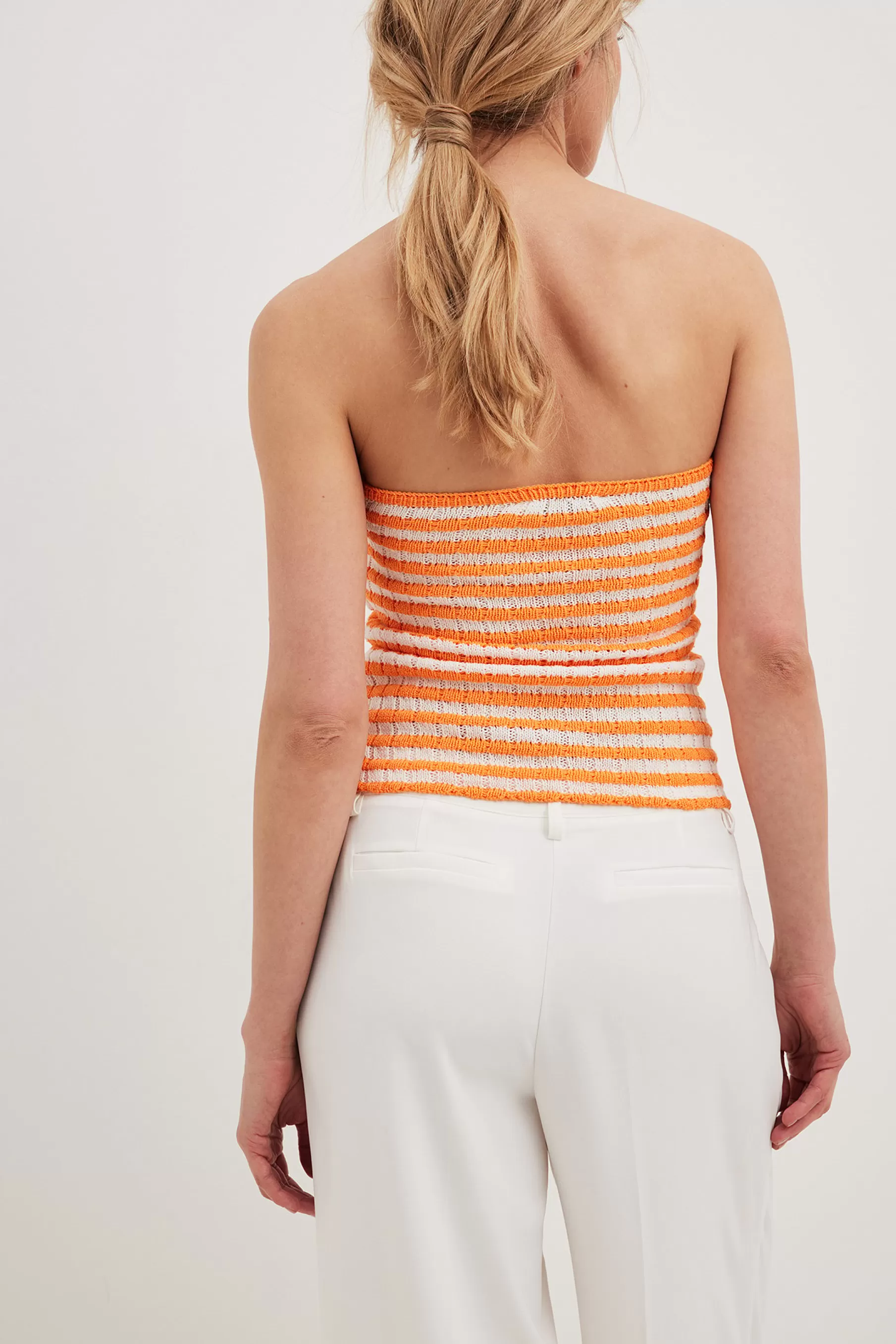 NA-KD Striped Twist Detailed Tube Top Orange