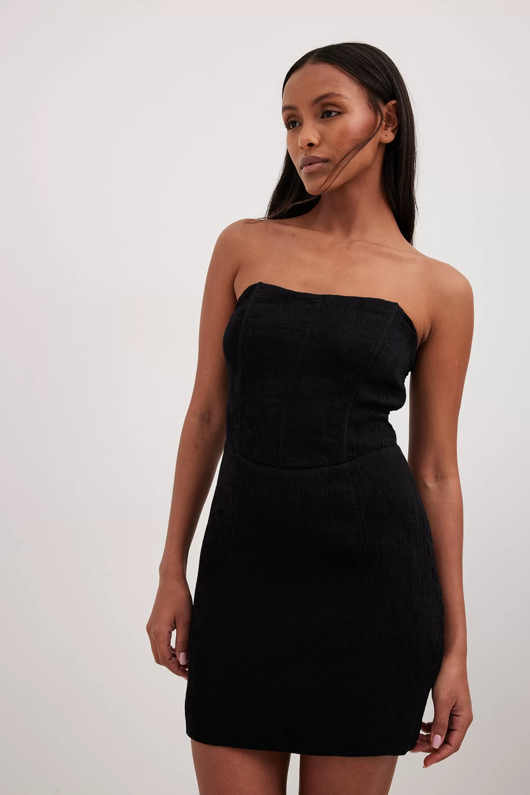 NA-KD Structured Bandeau Mini Dress Black