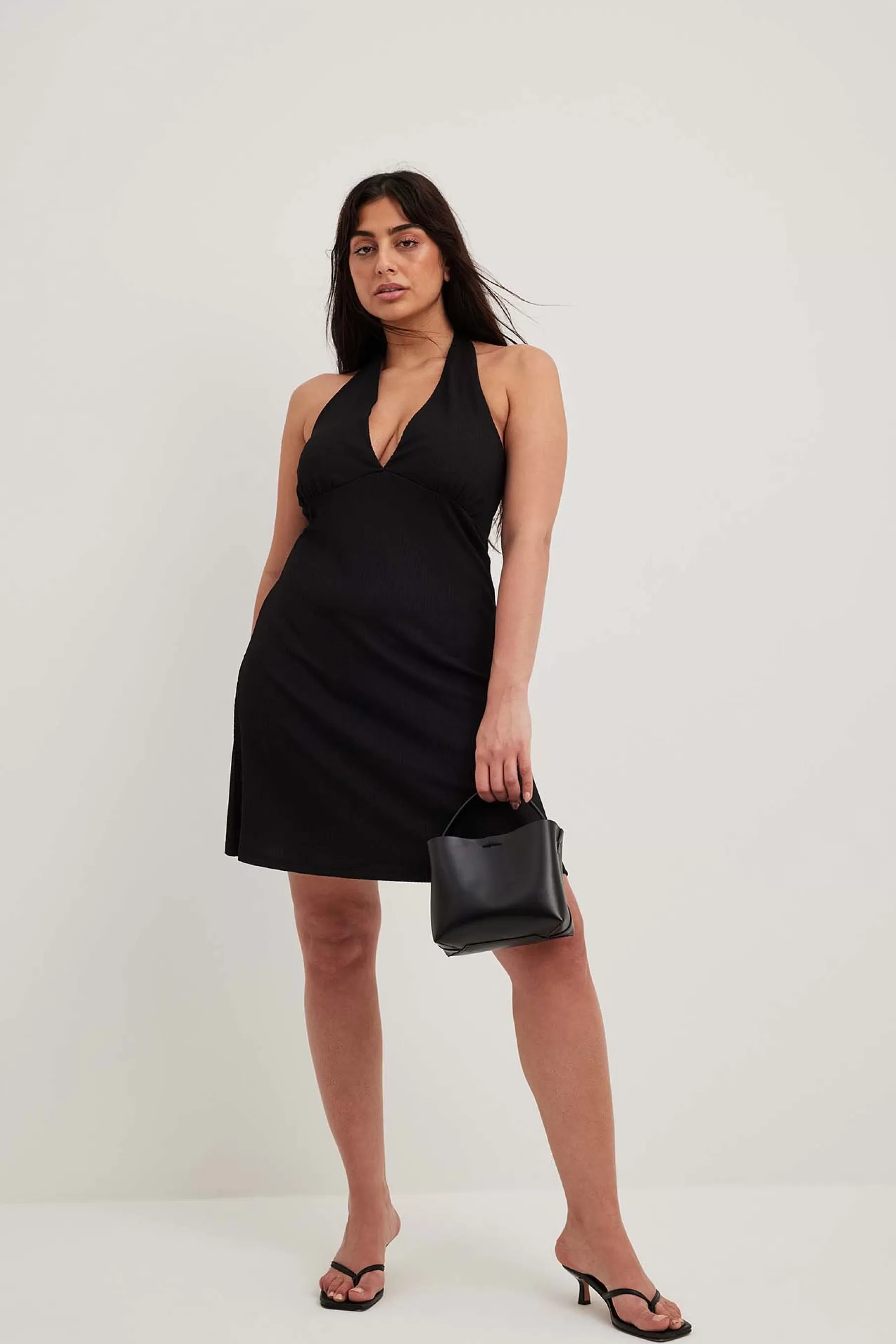 NA-KD Structured Clean Cut Dress Black