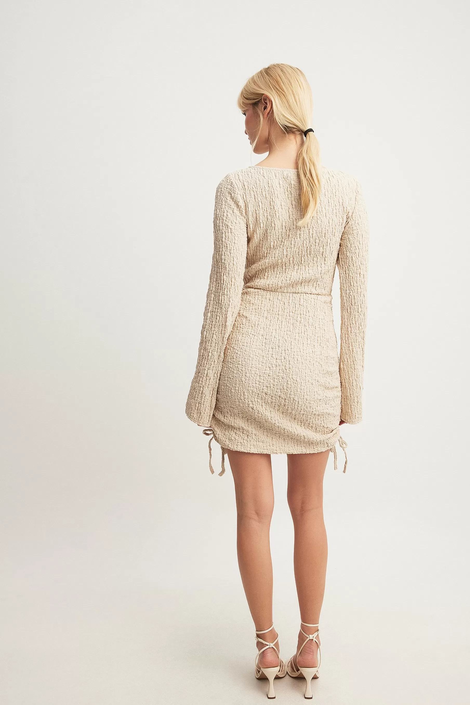 NA-KD Structured Drawstring Mini Dress Beige