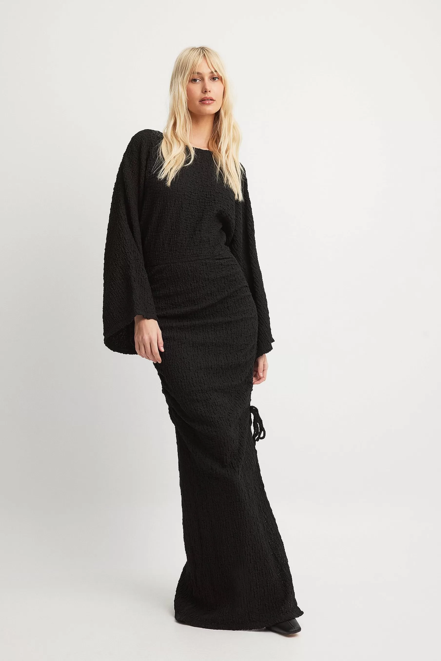 NA-KD Structured Drawstrings Maxi Dress Black